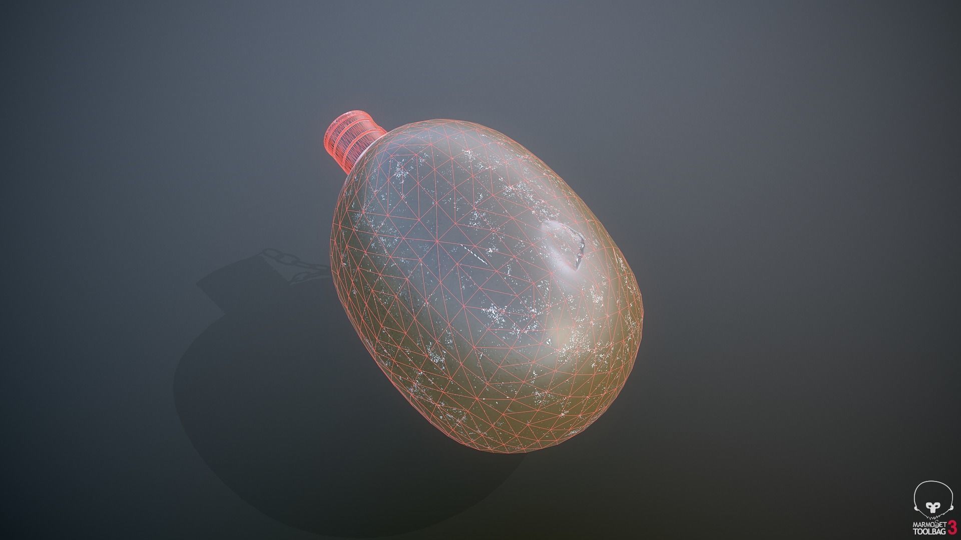 Old Military Flask 3D model_19