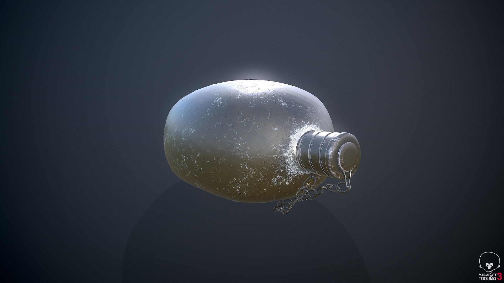 Old Military Flask 3D model_5