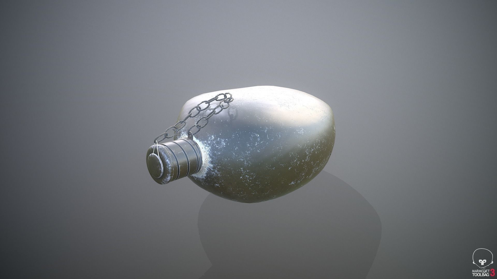 Old Military Flask 3D model_7