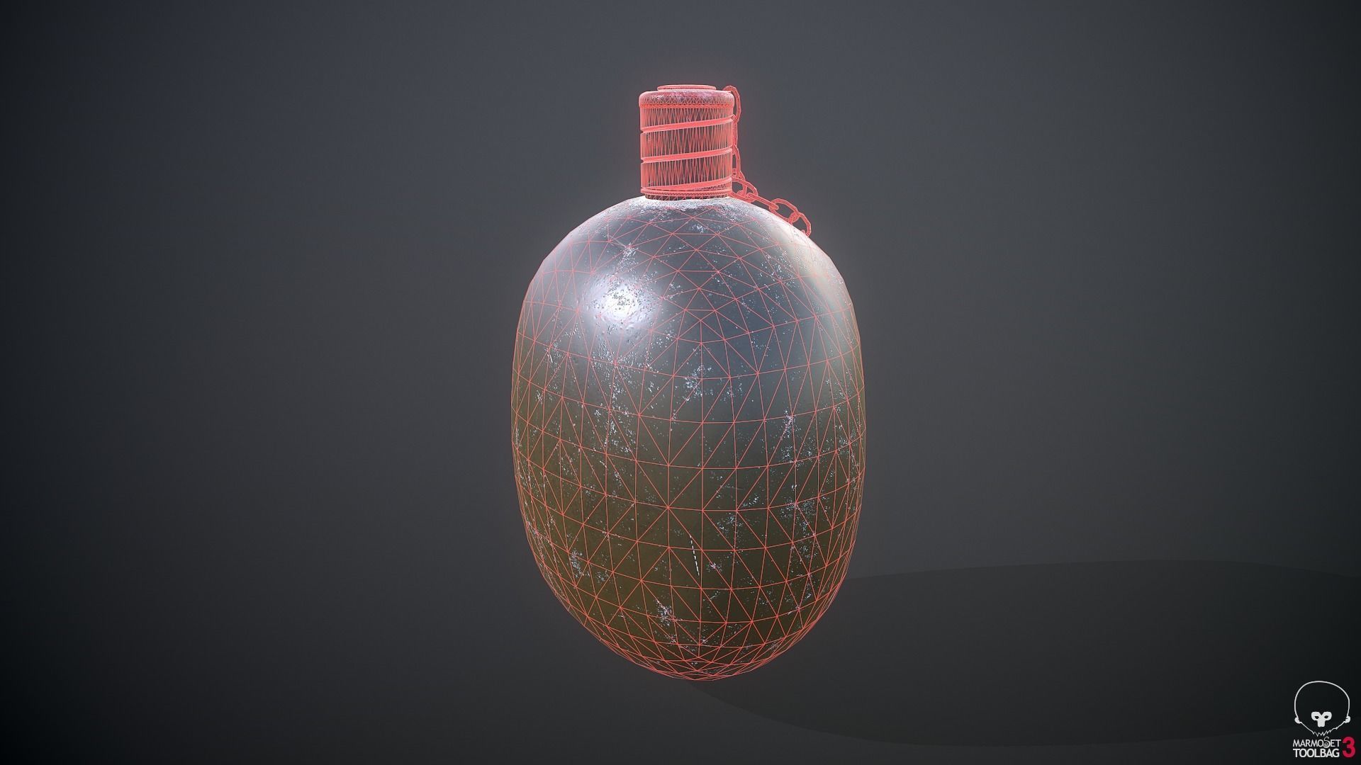 Old Military Flask 3D model_13