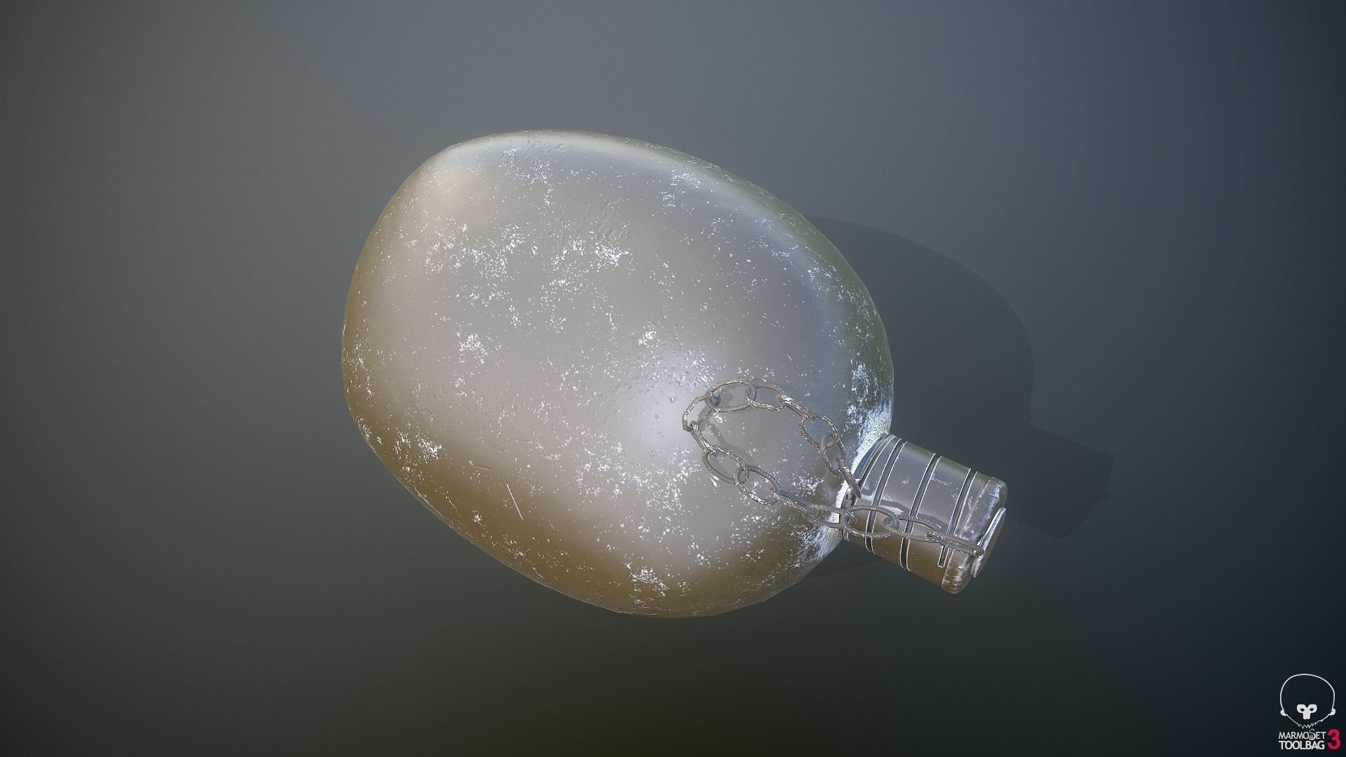 Old Military Flask 3D model_10