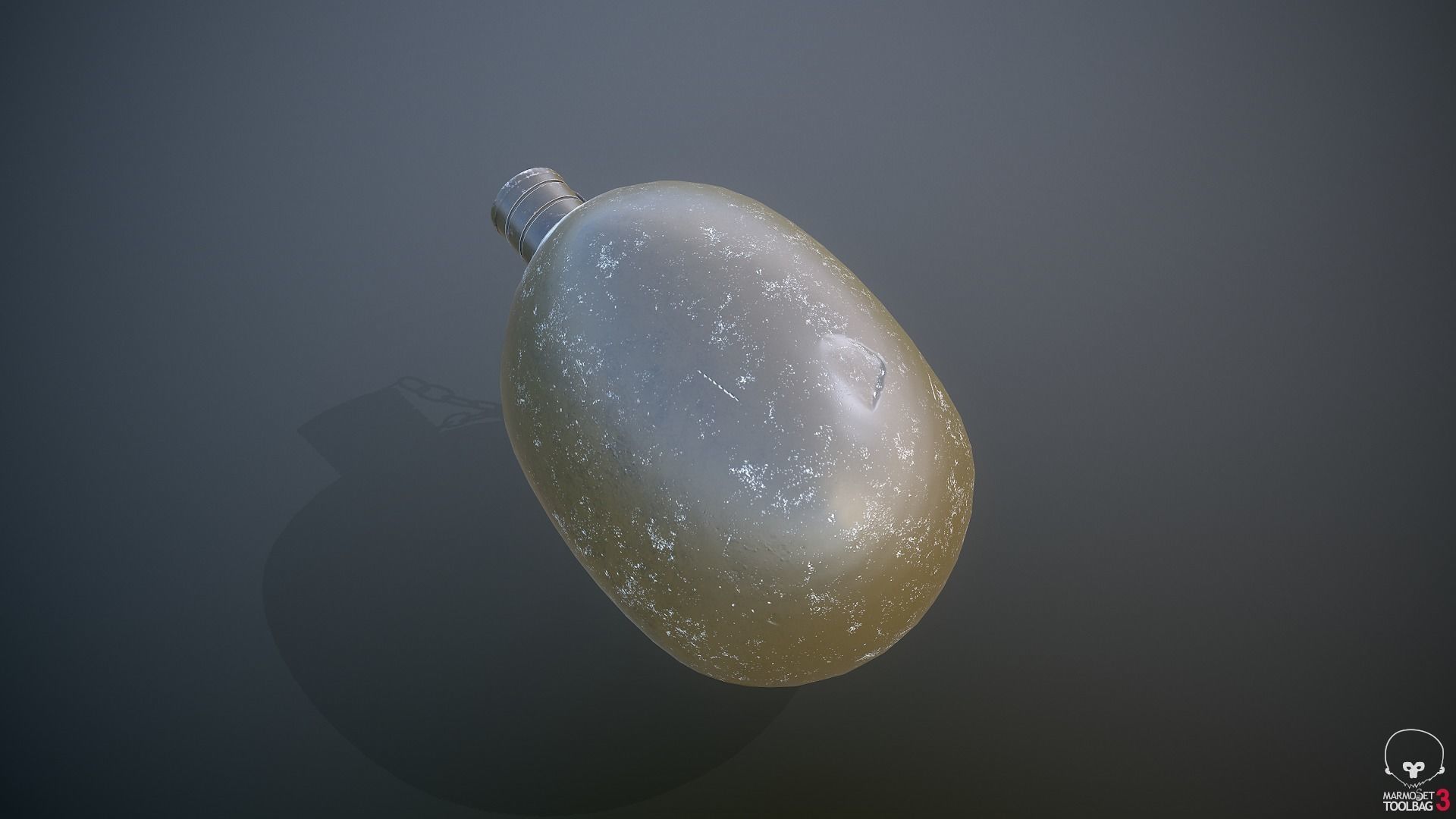 Old Military Flask 3D model_9