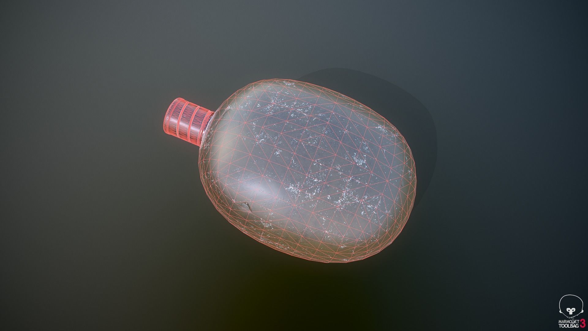 Old Military Flask 3D model_16