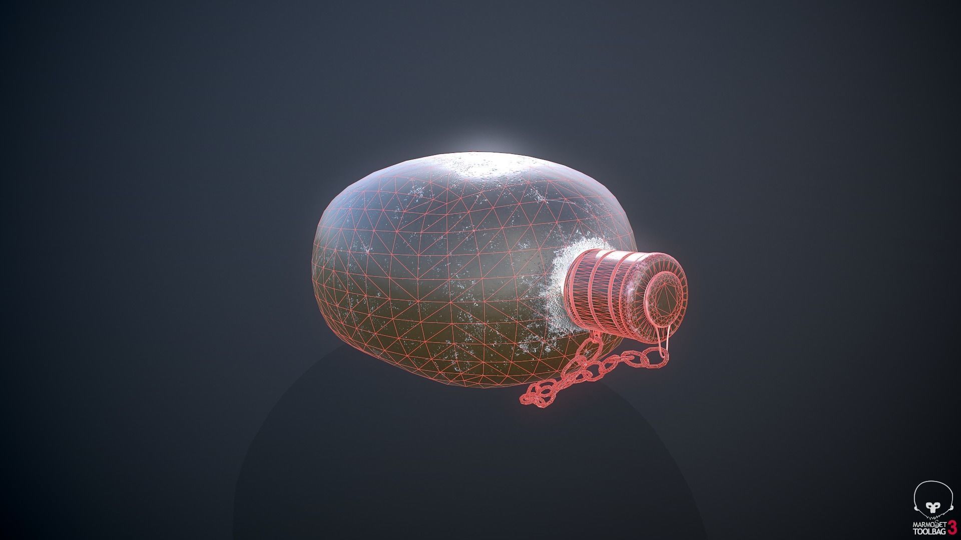 Old Military Flask 3D model_15