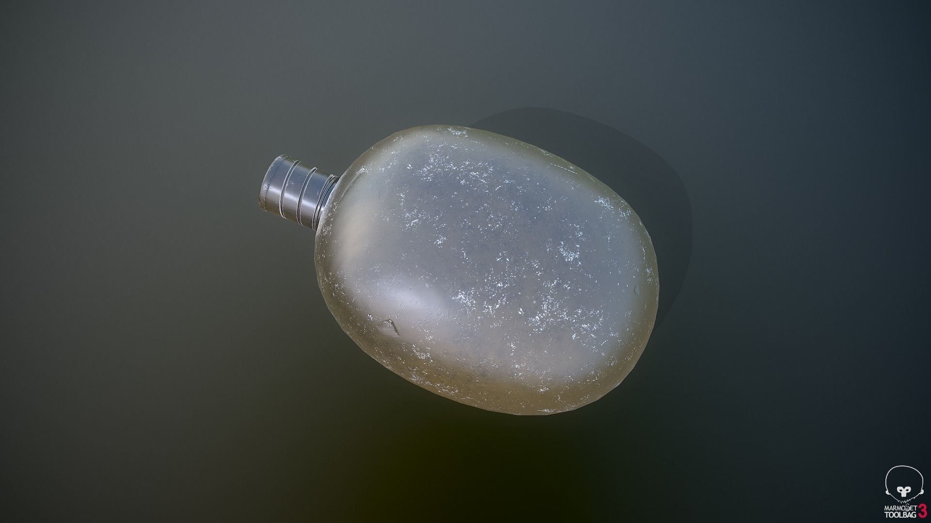 Old Military Flask 3D model_6