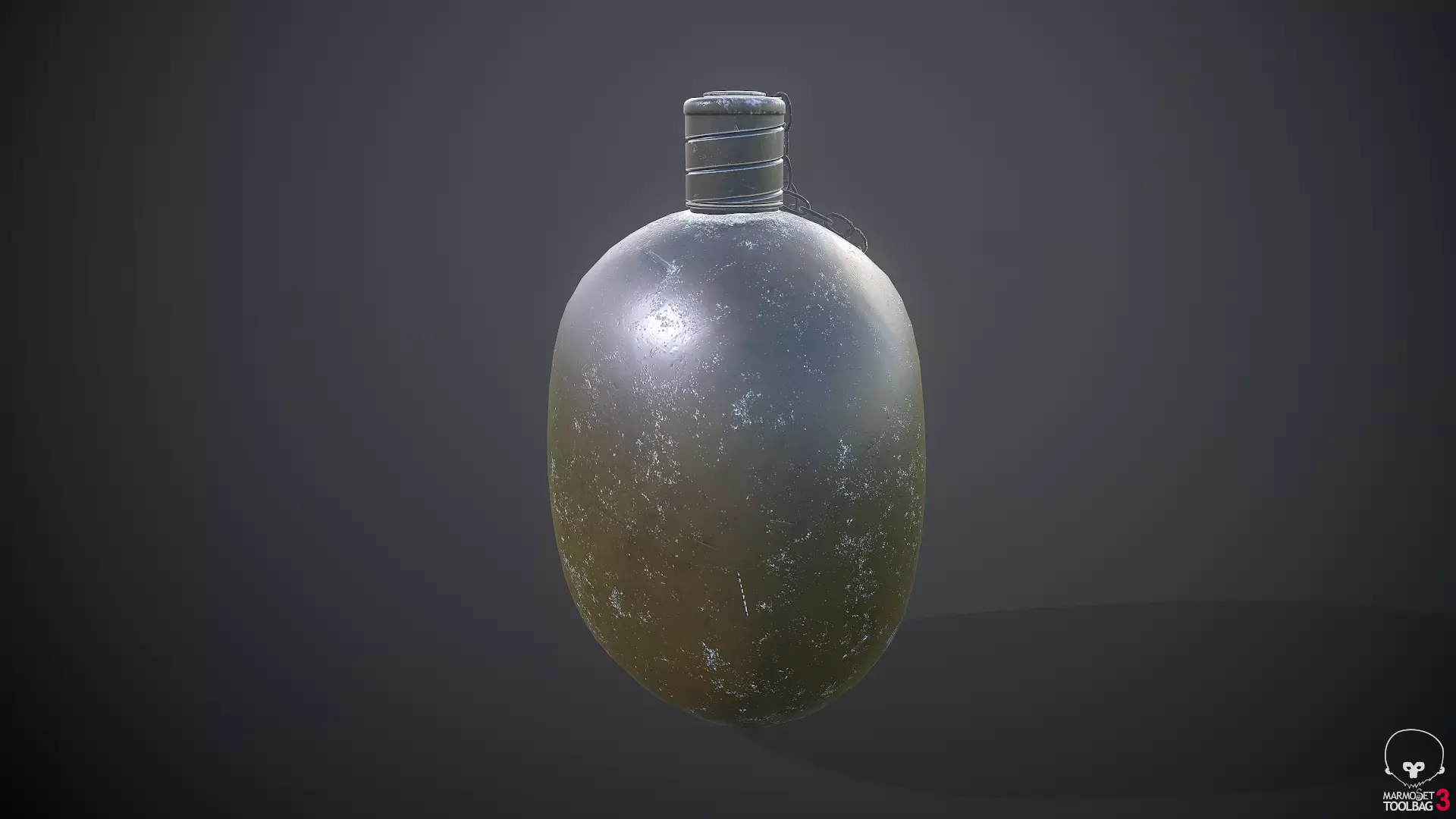 Old Military Flask 3D model_0