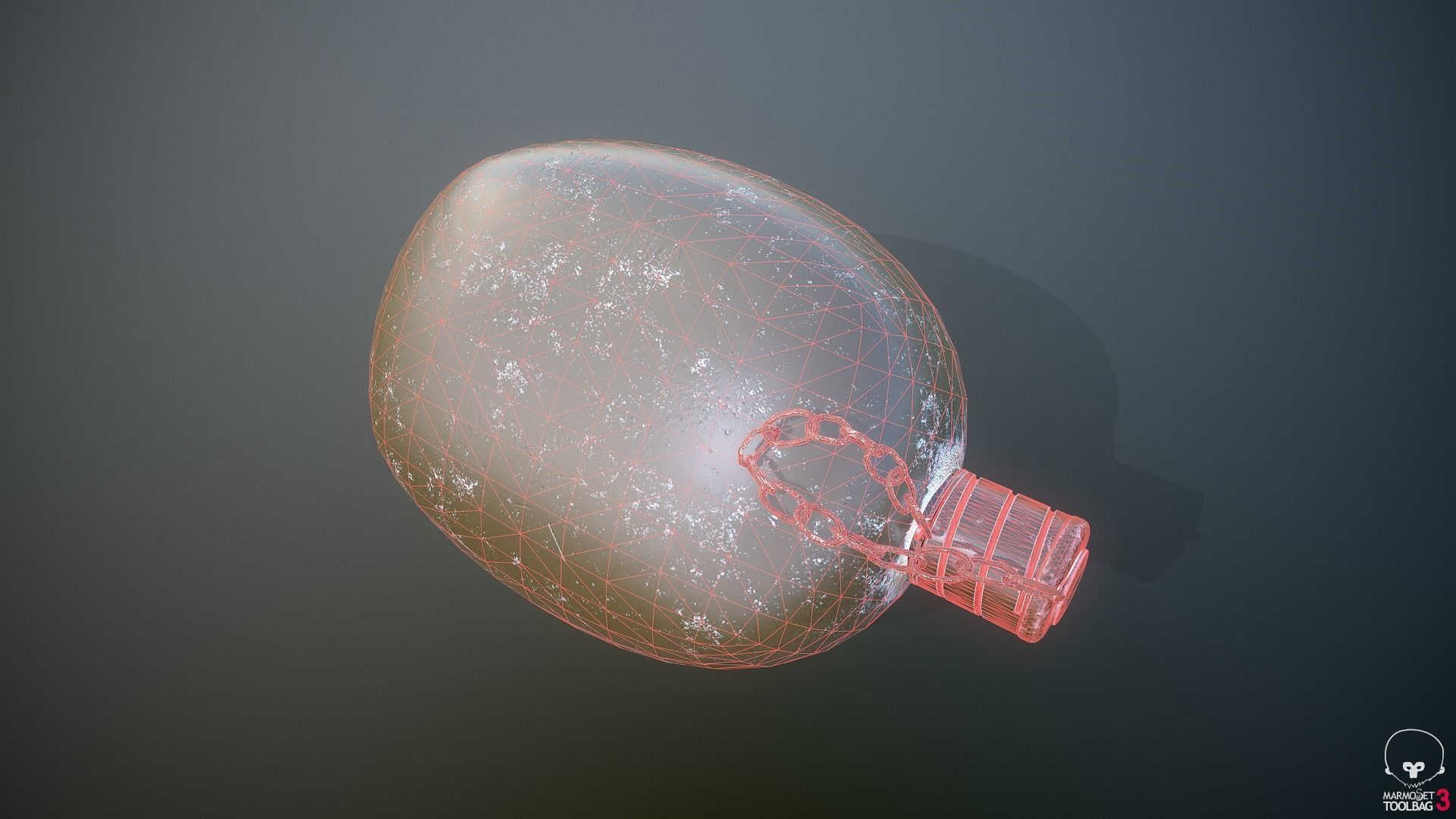 Old Military Flask 3D model_20