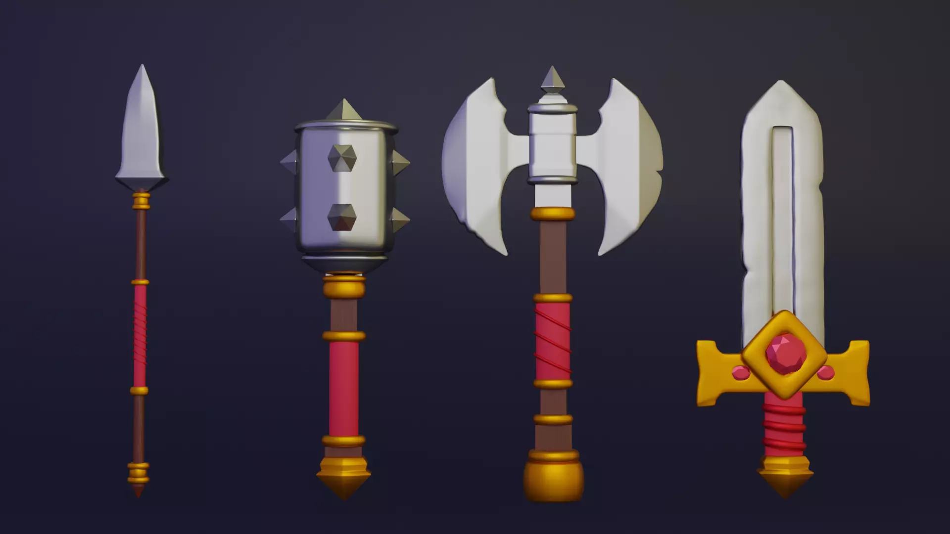 Medieval weapons Free low-poly 3D model
