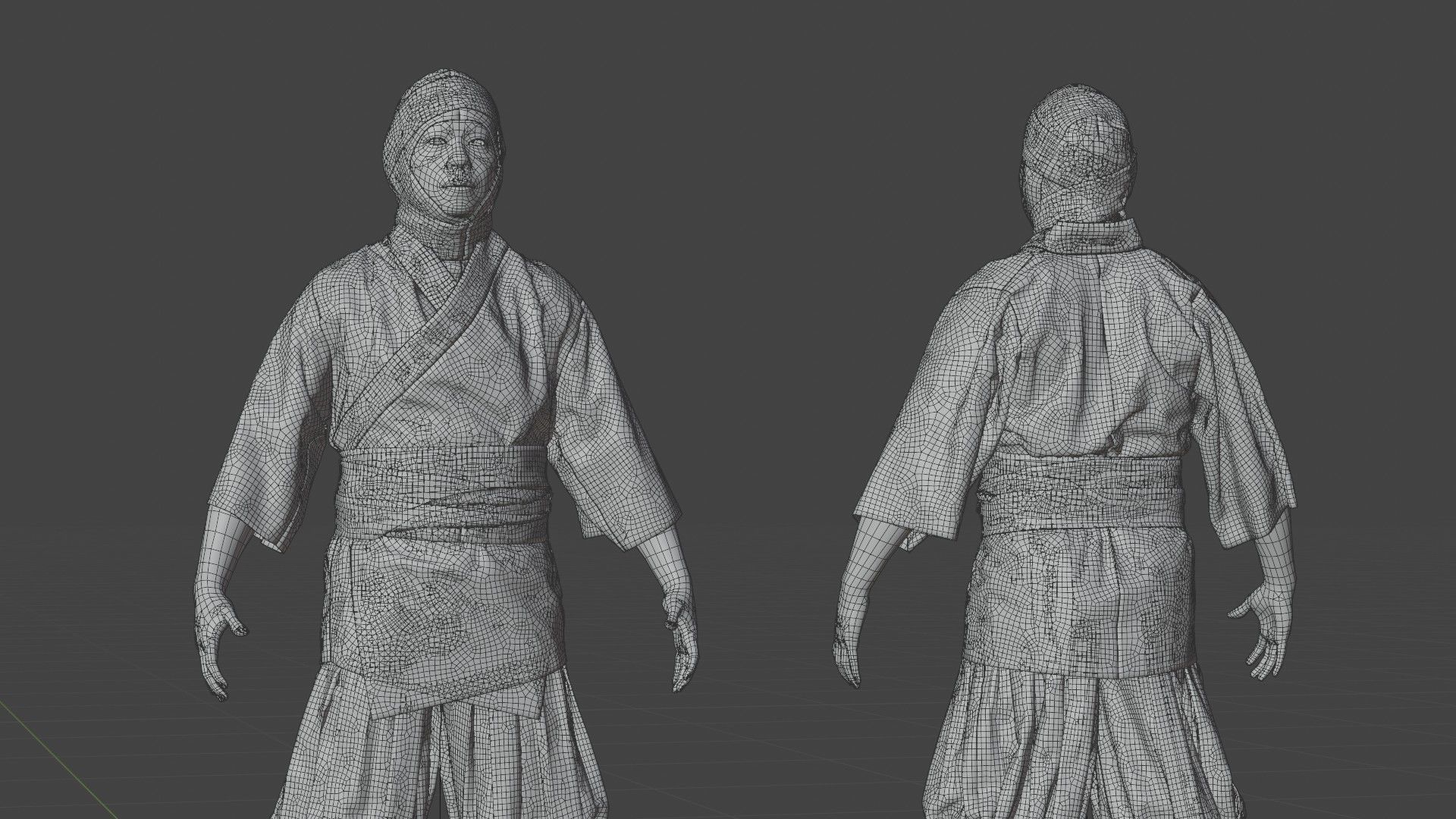 MEDIEVAL Japanese People Rigged 3D model_26