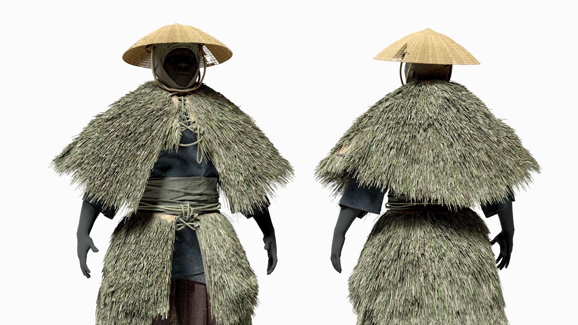 MEDIEVAL Japanese People Rigged 3D model_44