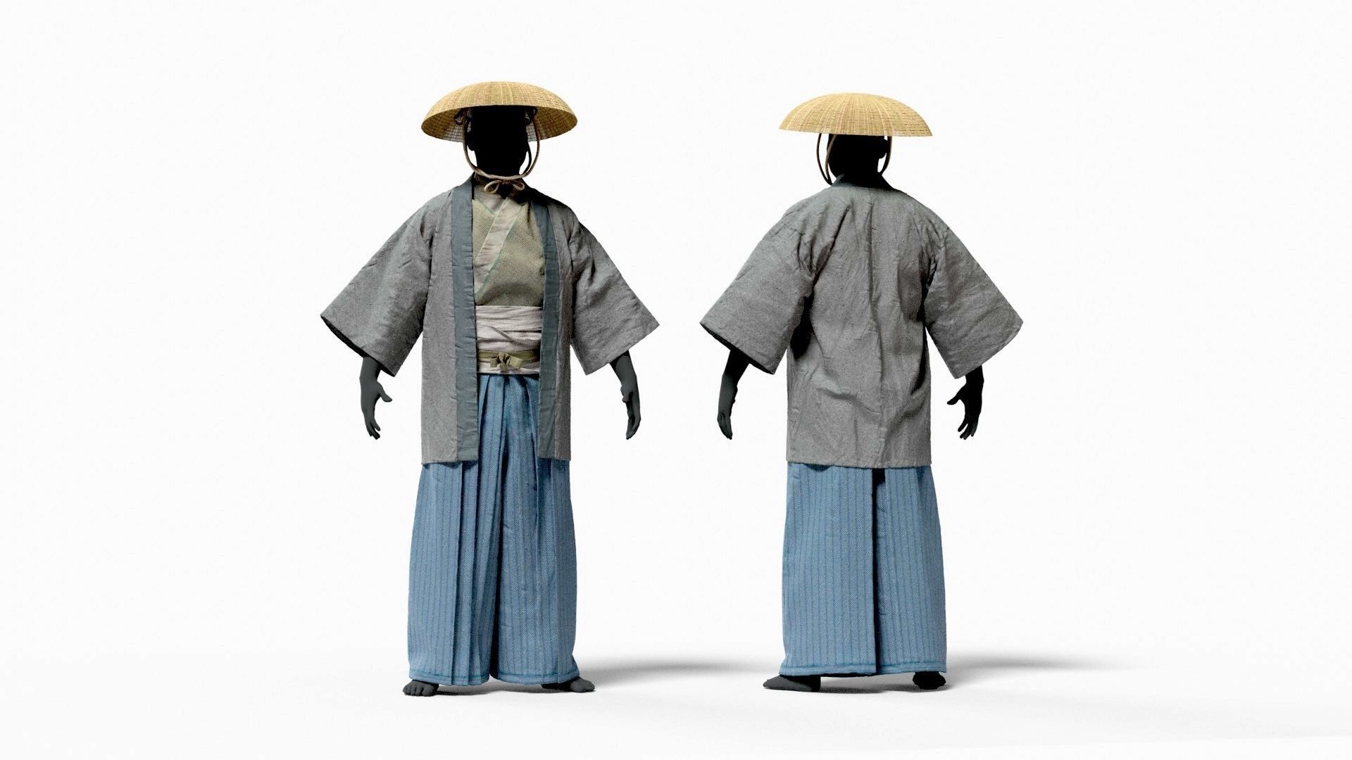 MEDIEVAL Japanese People Rigged 3D model_7