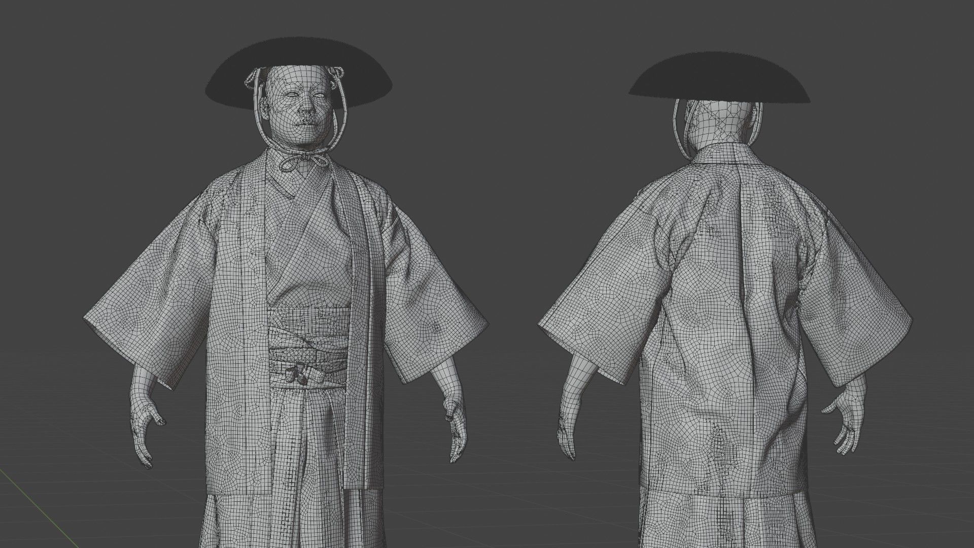 MEDIEVAL Japanese People Rigged 3D model_14