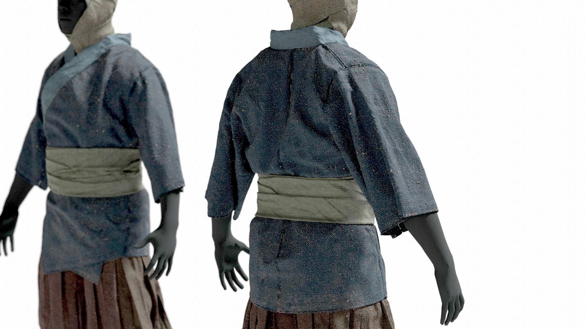 MEDIEVAL Japanese People Rigged 3D model_24