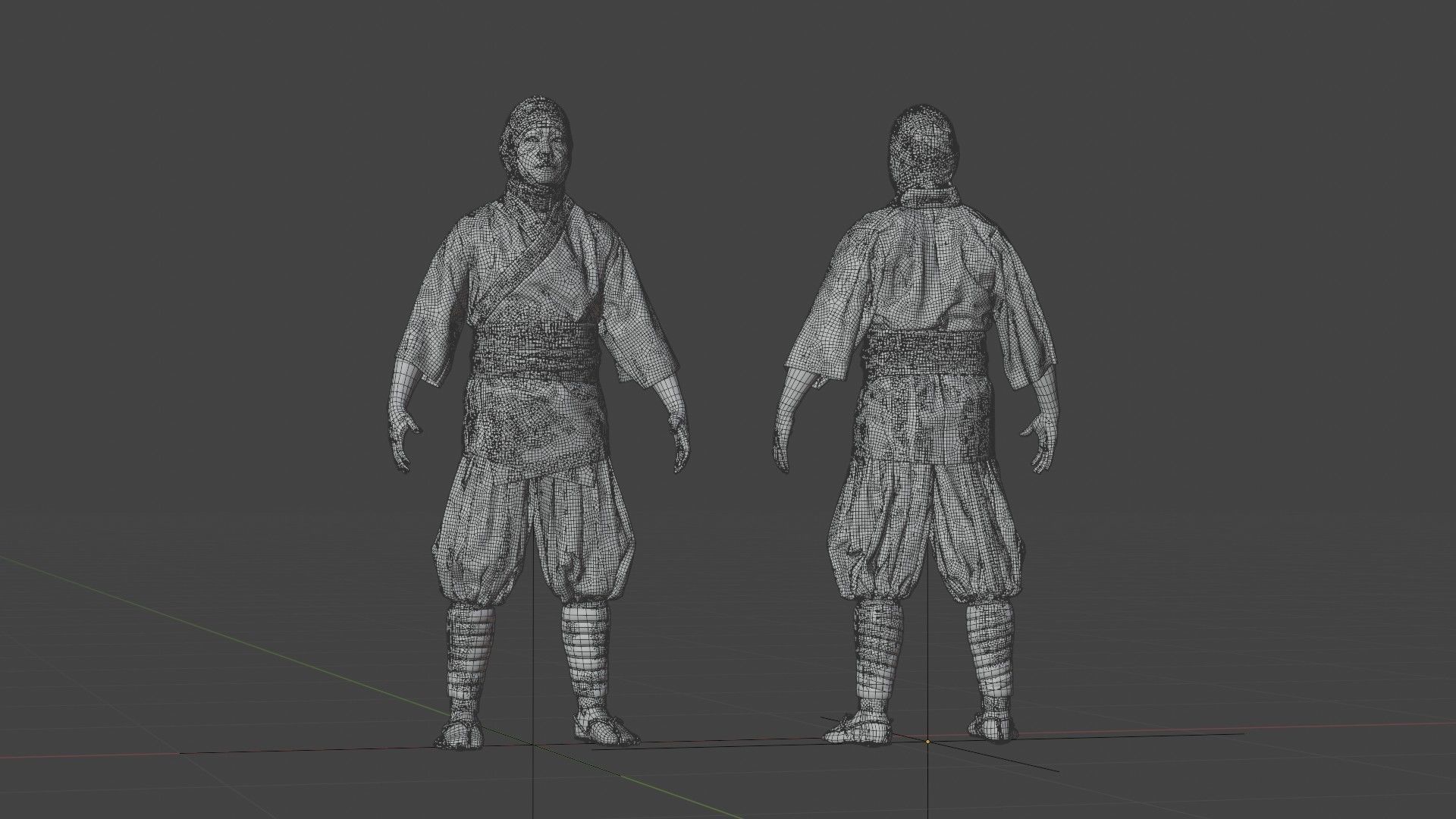 MEDIEVAL Japanese People Rigged 3D model_25