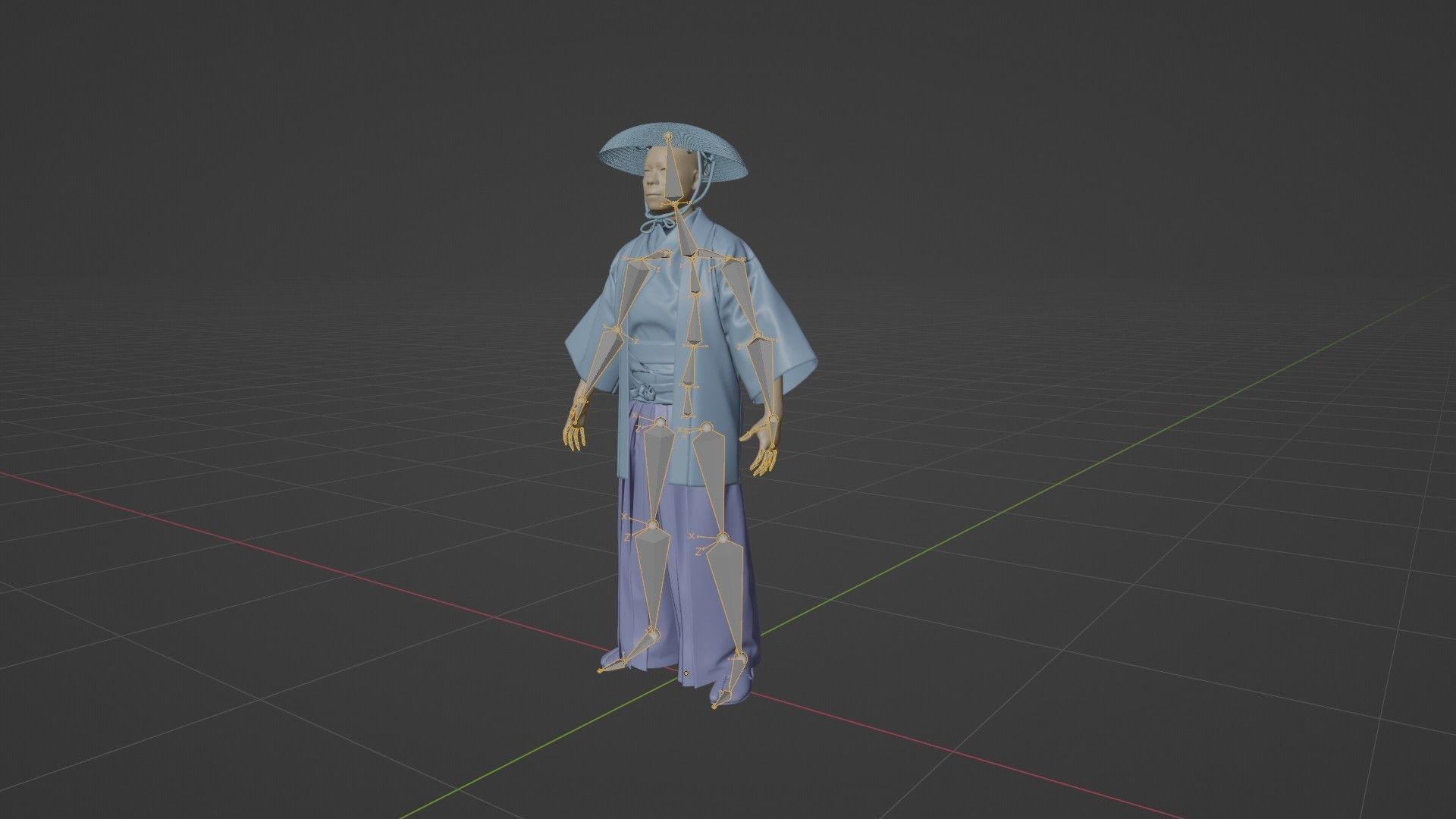 MEDIEVAL Japanese People Rigged 3D model_6