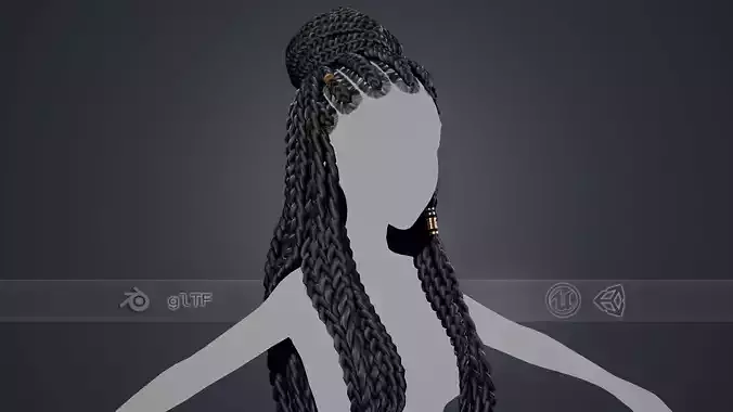 Female Hair Cards Style 8 - Braids And Knot 2 Low-poly 3D model