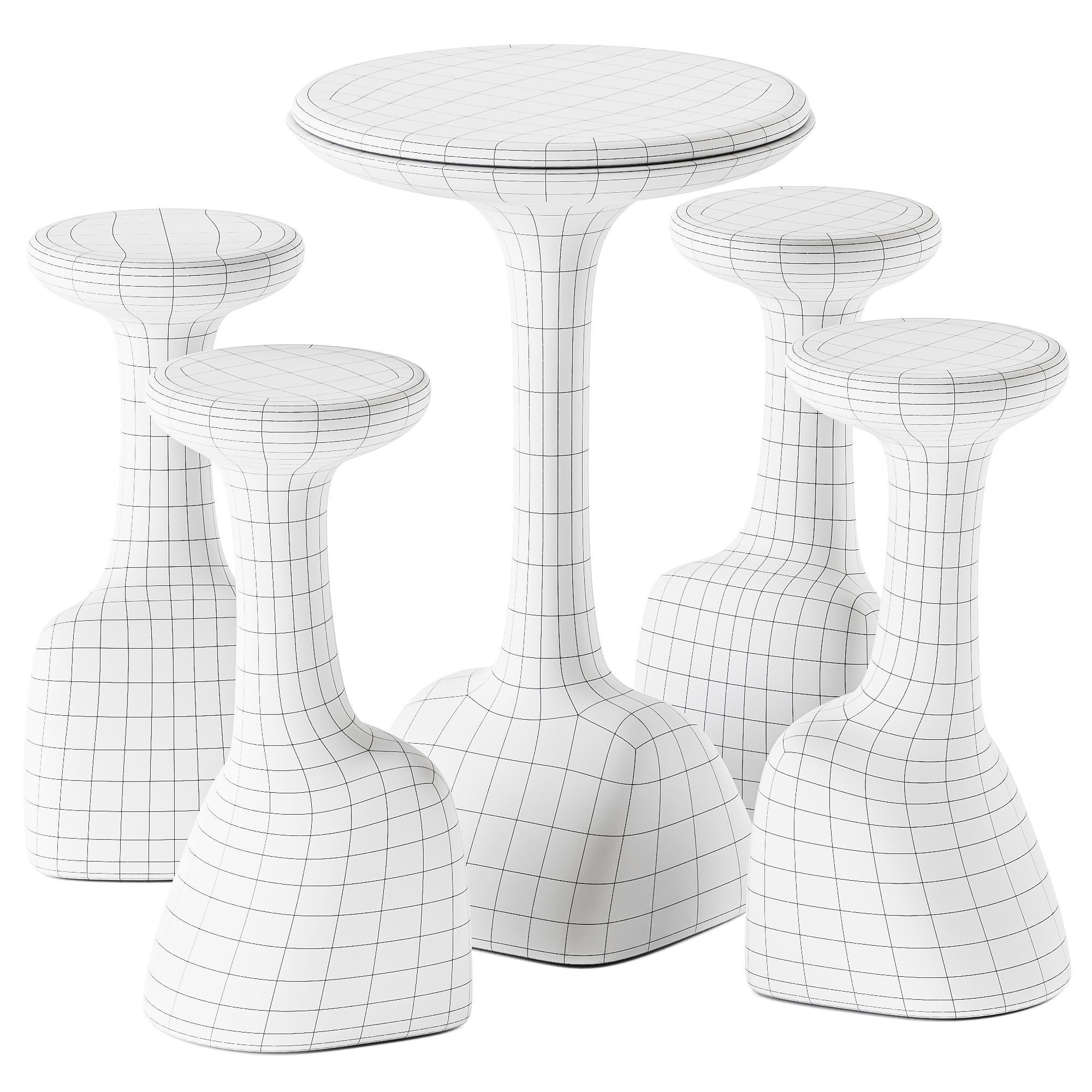 Armillaria Table and Stool by Plust 3D model_2