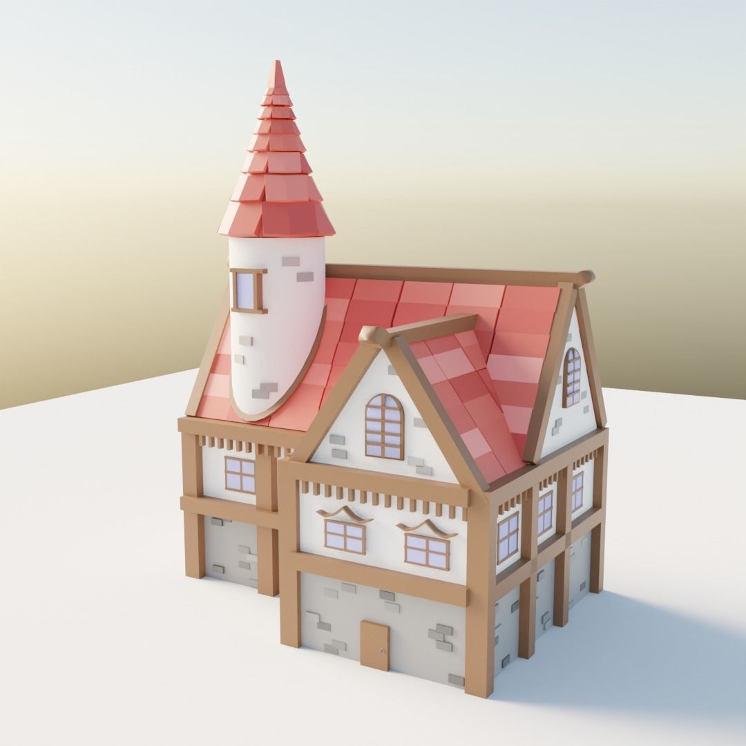 Medieval House 1 3D model_1