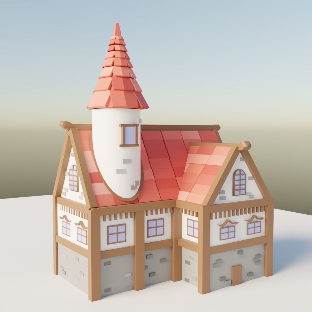 Medieval House 1 3D model_2