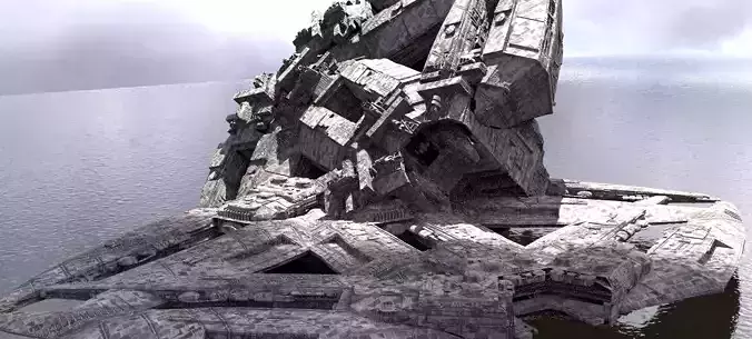 Sci-Fi dark Platforms Floating 2 Versions 