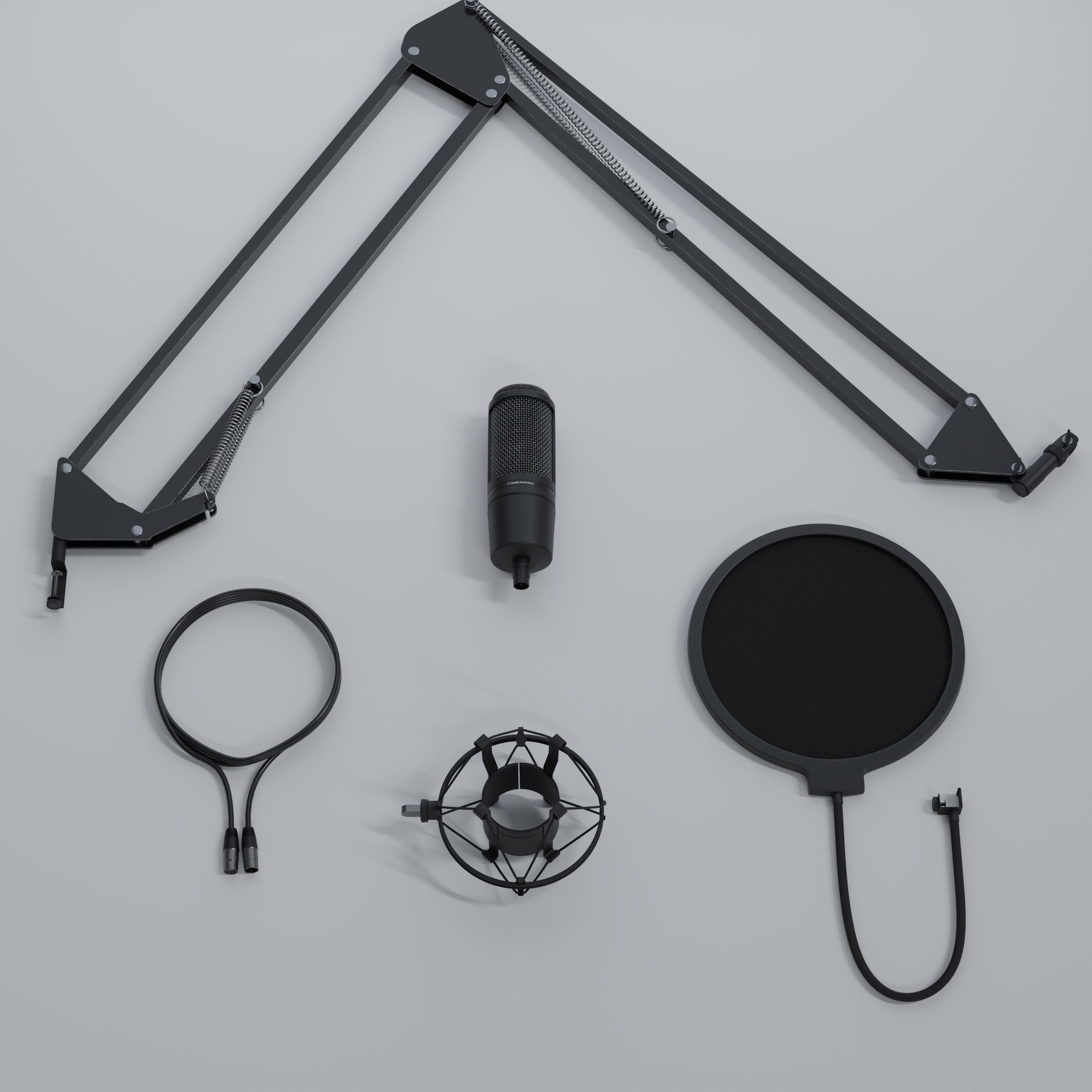 Audio-Technica AT2020 XLR Condenser Microphone 3D model_26