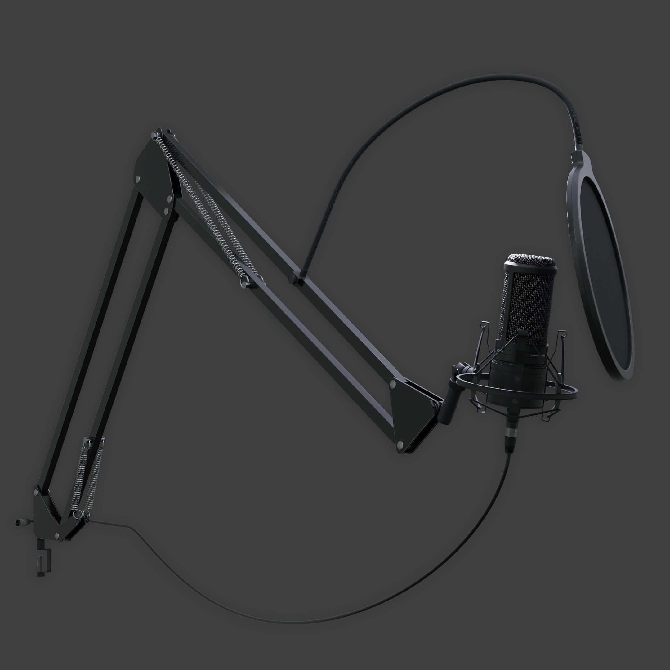 Audio-Technica AT2020 XLR Condenser Microphone 3D model_7