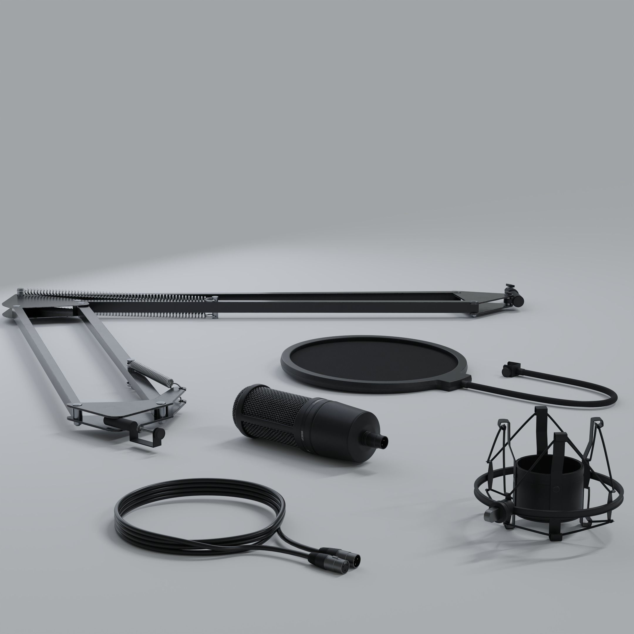 Audio-Technica AT2020 XLR Condenser Microphone 3D model_27