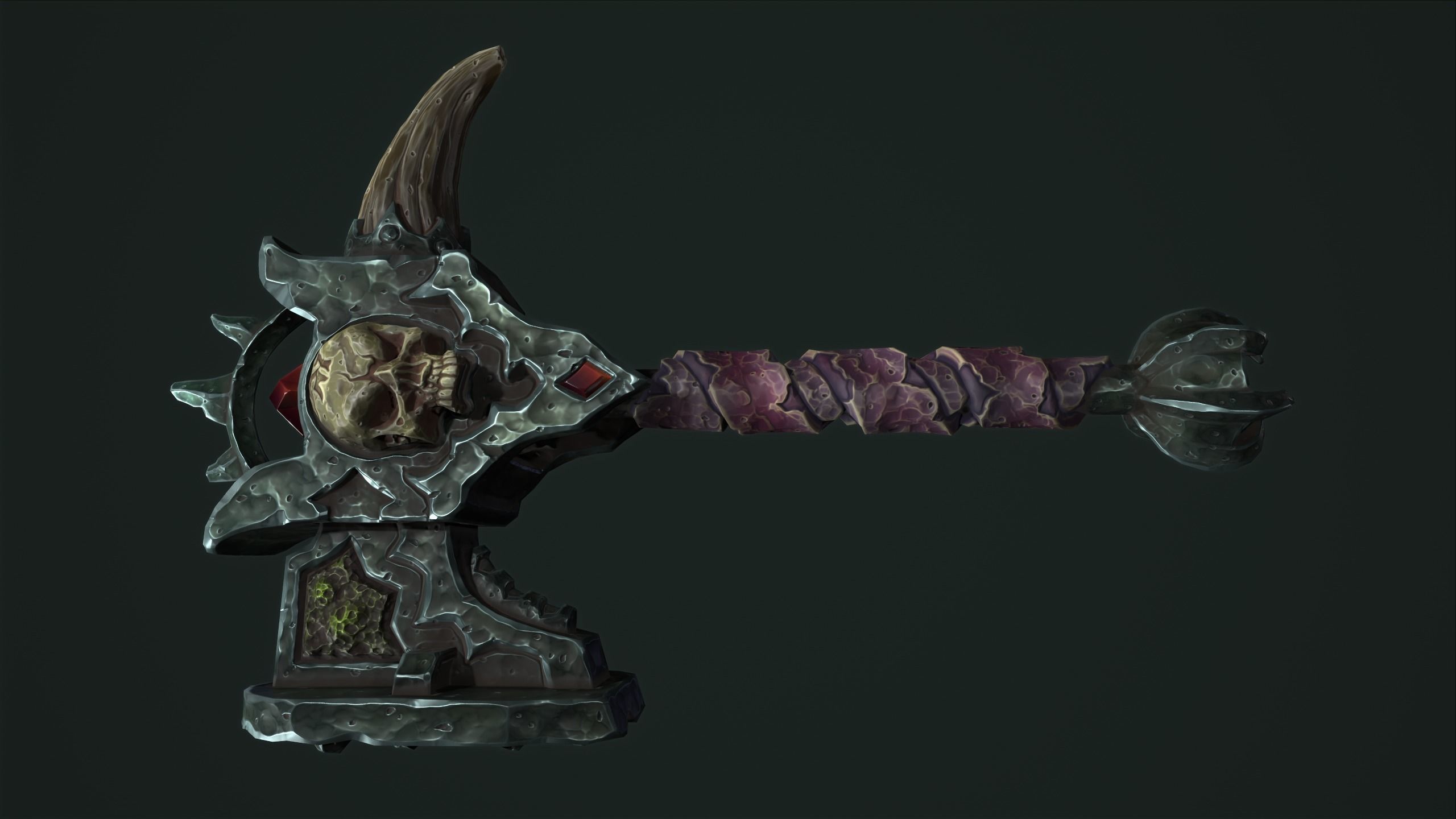 Undead battle-hammer Low-poly 3D model_1