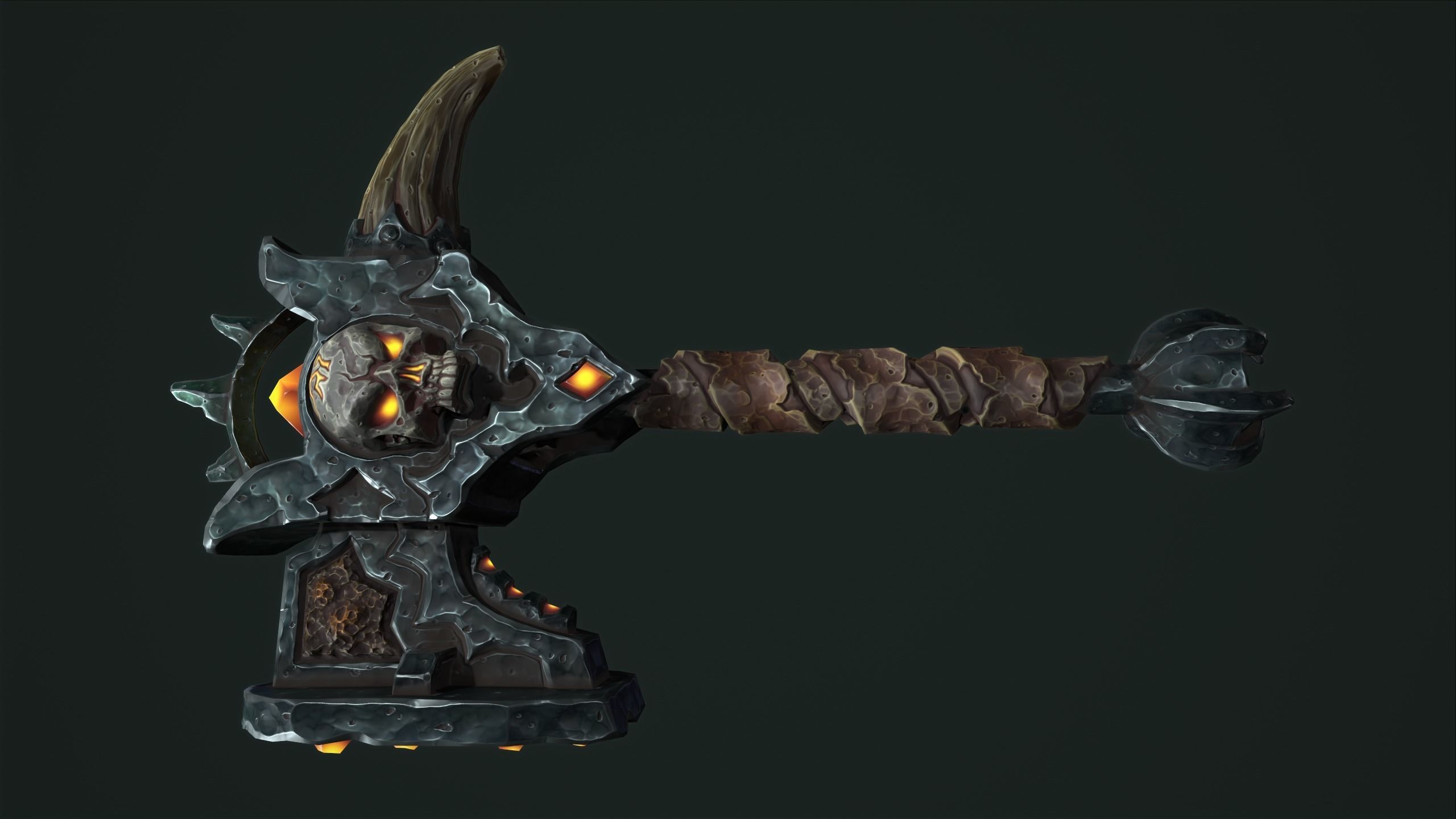 Undead battle-hammer Low-poly 3D model_6