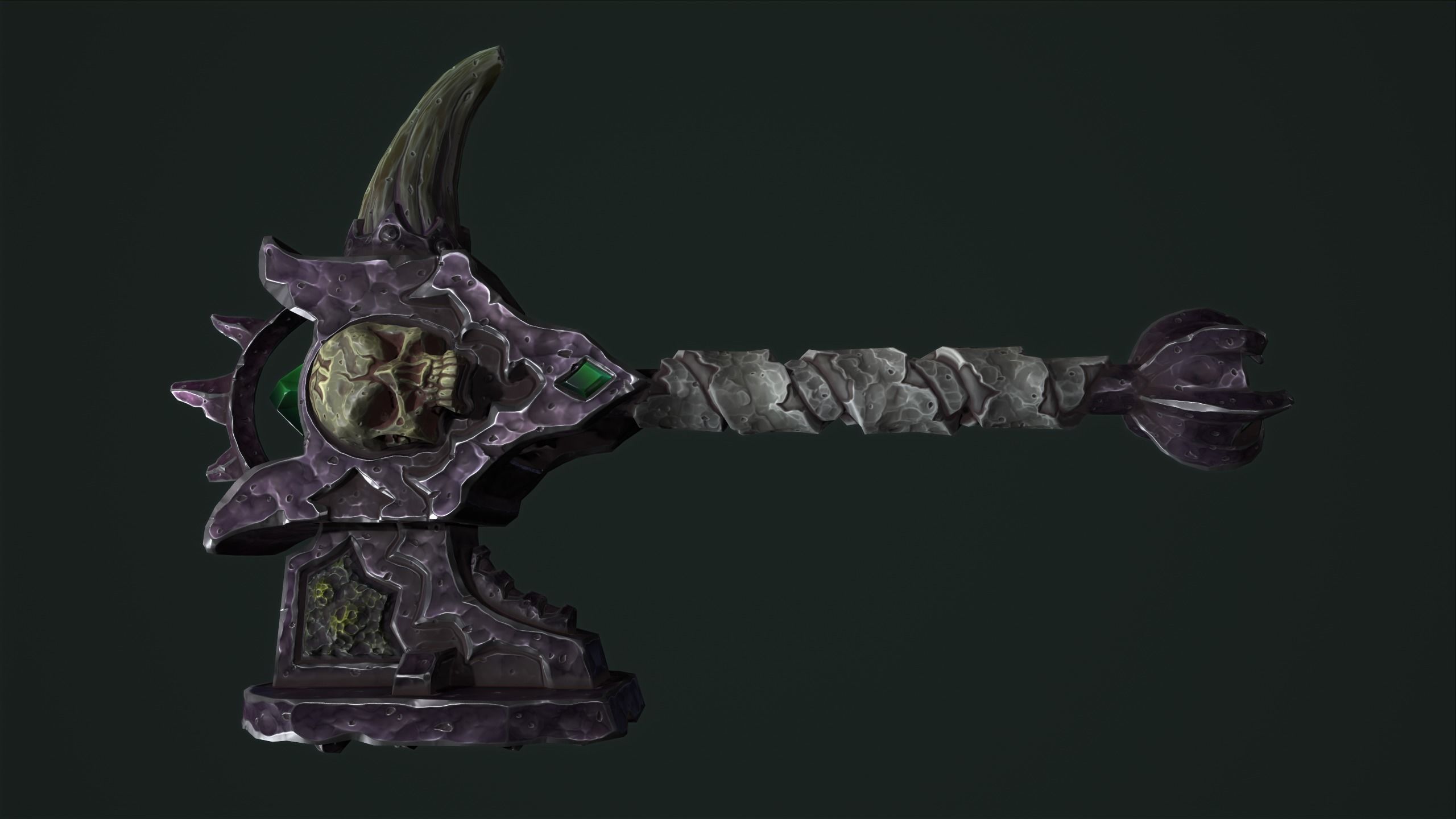 Undead battle-hammer Low-poly 3D model_3