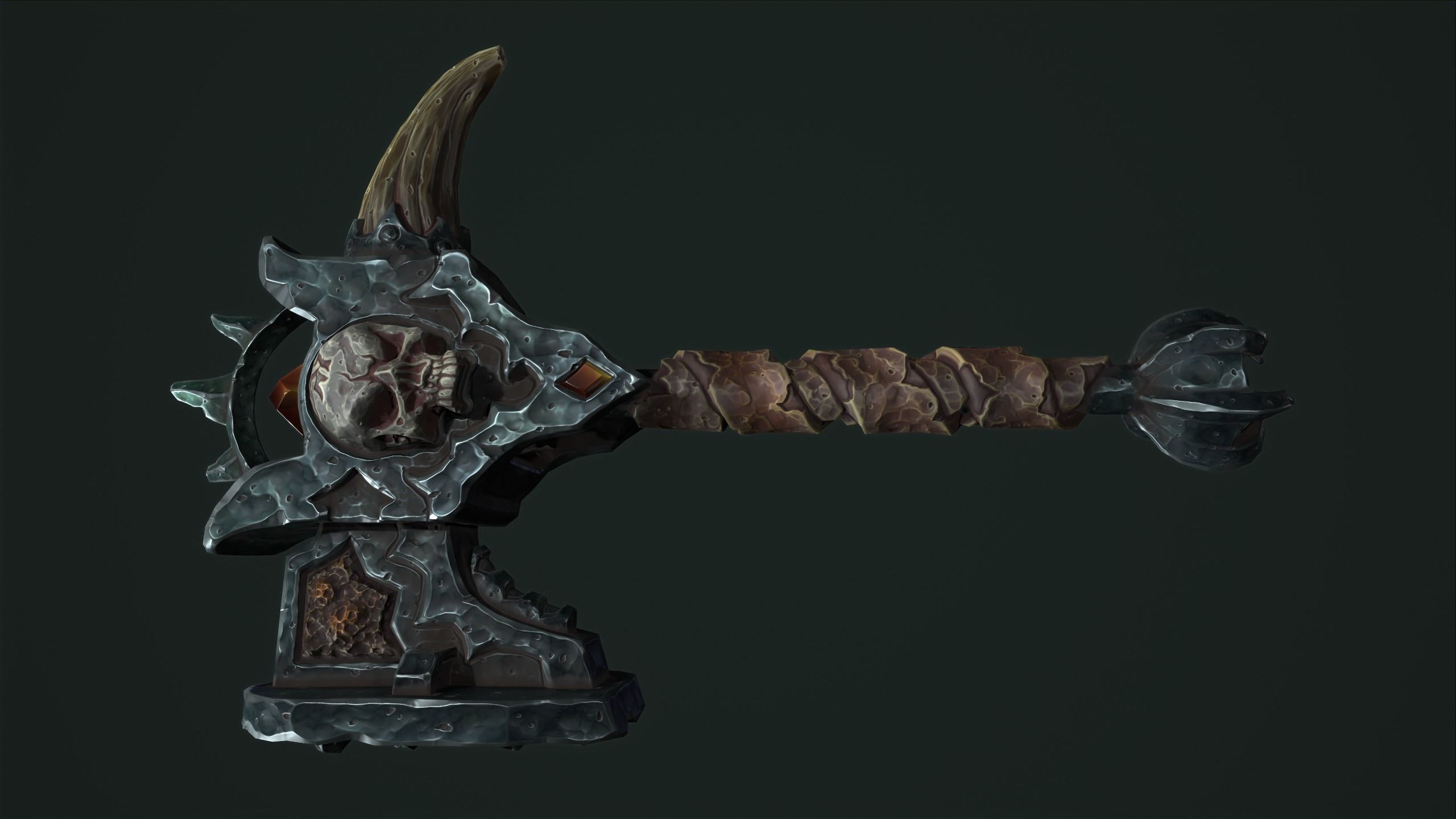Undead battle-hammer Low-poly 3D model_5