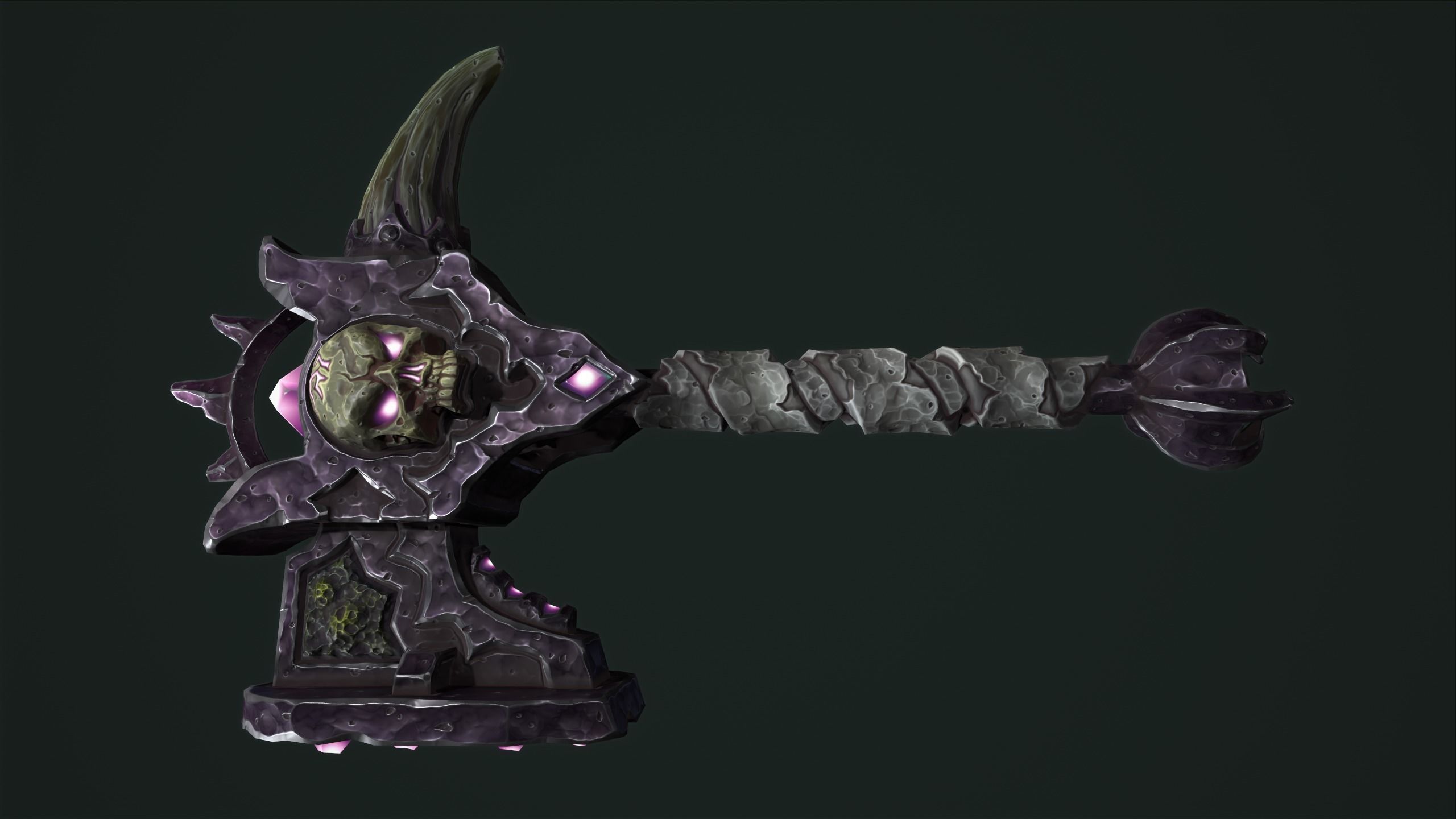 Undead battle-hammer Low-poly 3D model_4