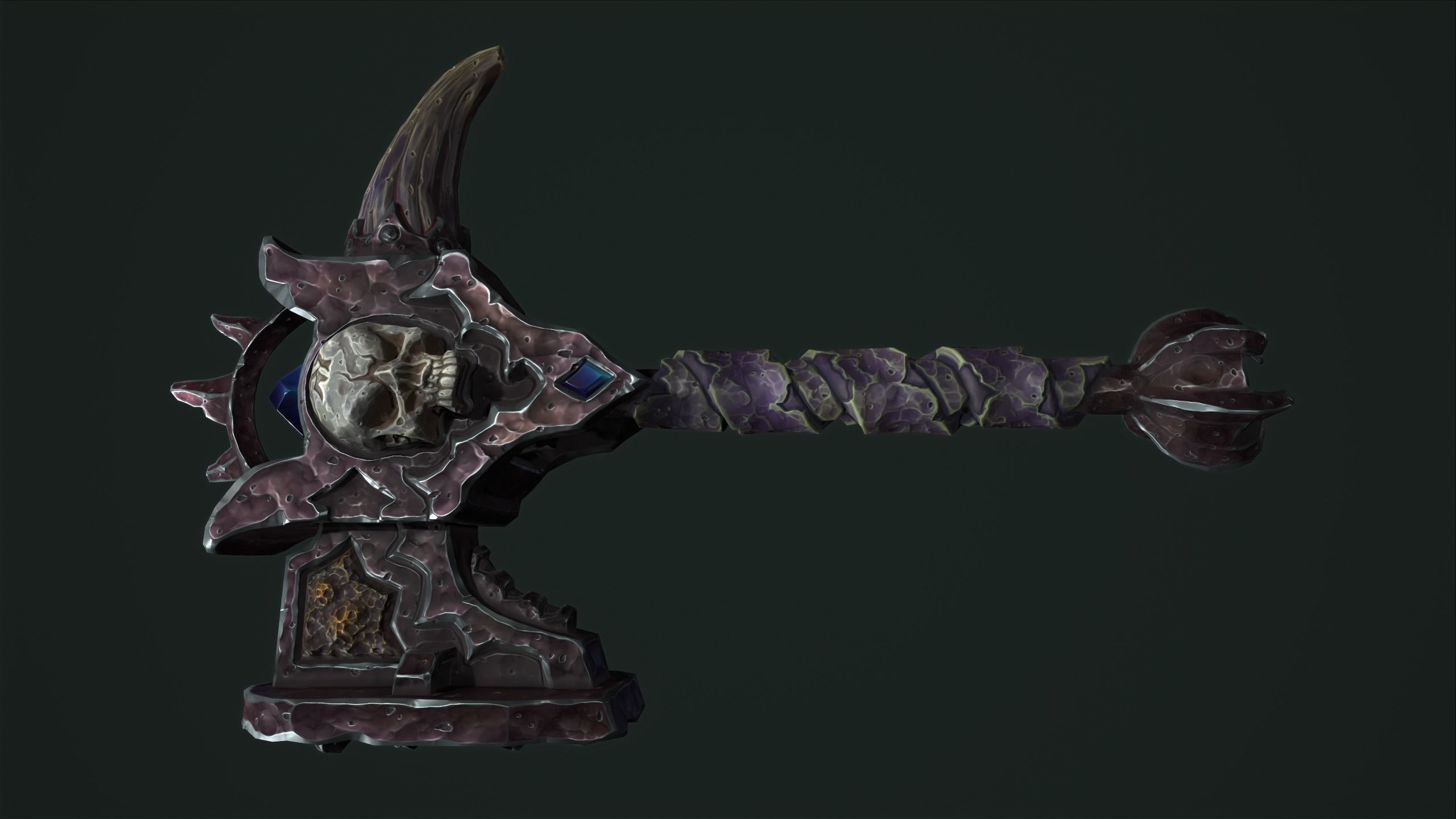 Undead battle-hammer Low-poly 3D model_9