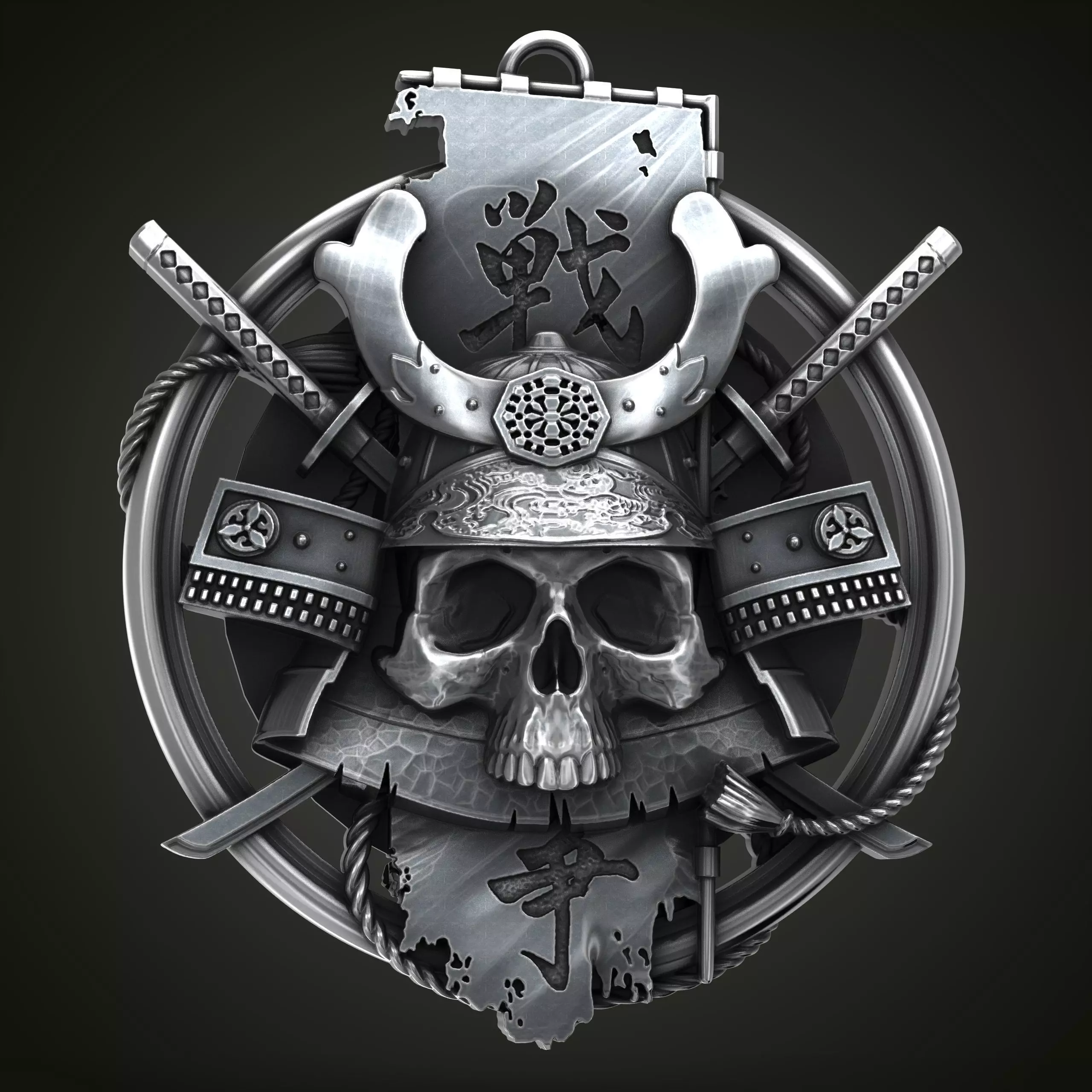 Samurai skull 3D print model_0