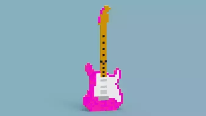 Pink Guitar  Low-poly 3D model