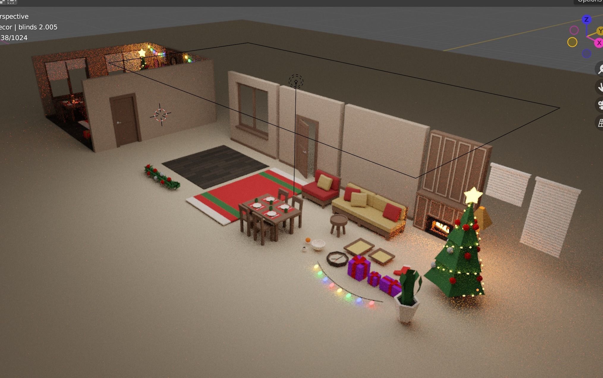 Low Poly Modular Simple Christmas Interior Pack Low-poly 3D model_14