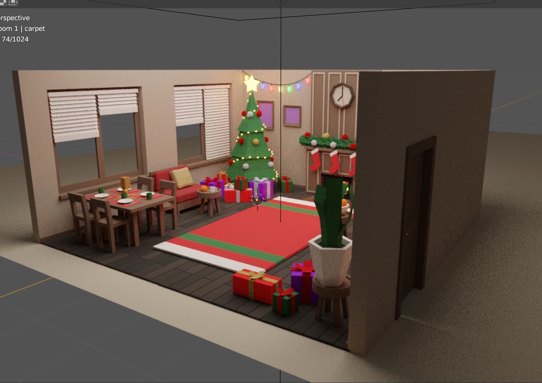 Low Poly Modular Simple Christmas Interior Pack Low-poly 3D model_10