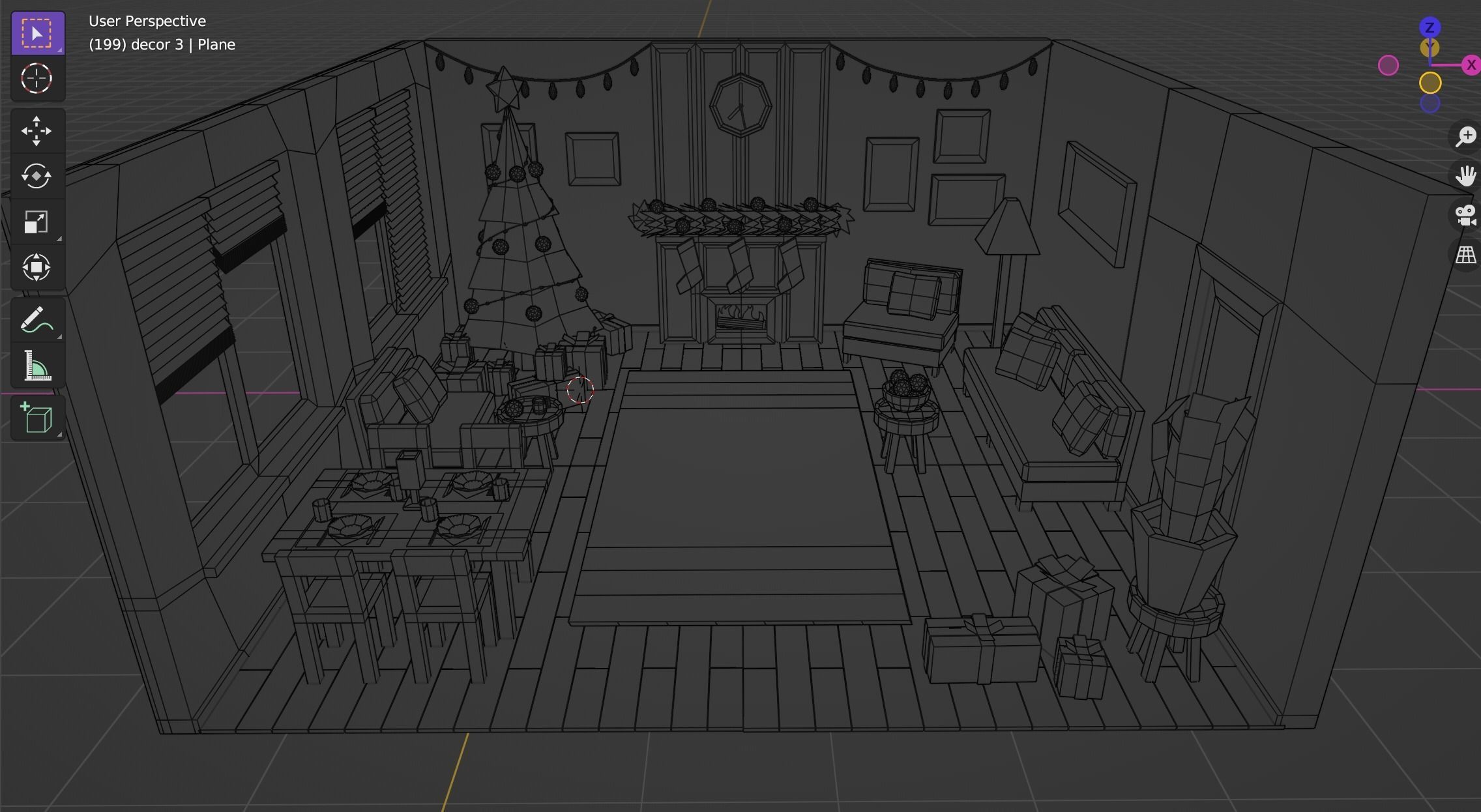 Low Poly Modular Simple Christmas Interior Pack Low-poly 3D model_6