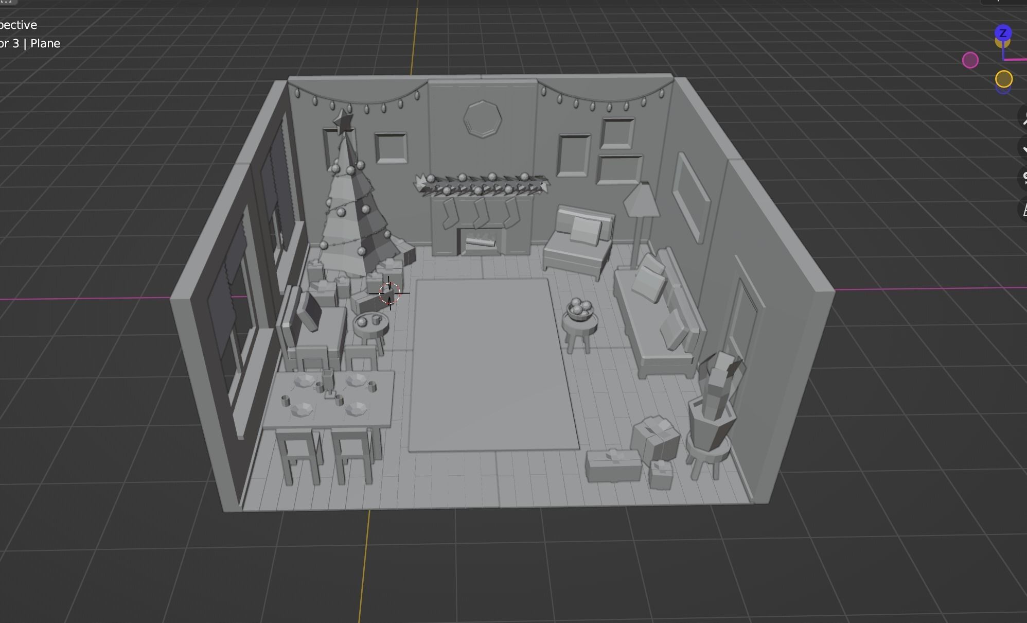 Low Poly Modular Simple Christmas Interior Pack Low-poly 3D model_5