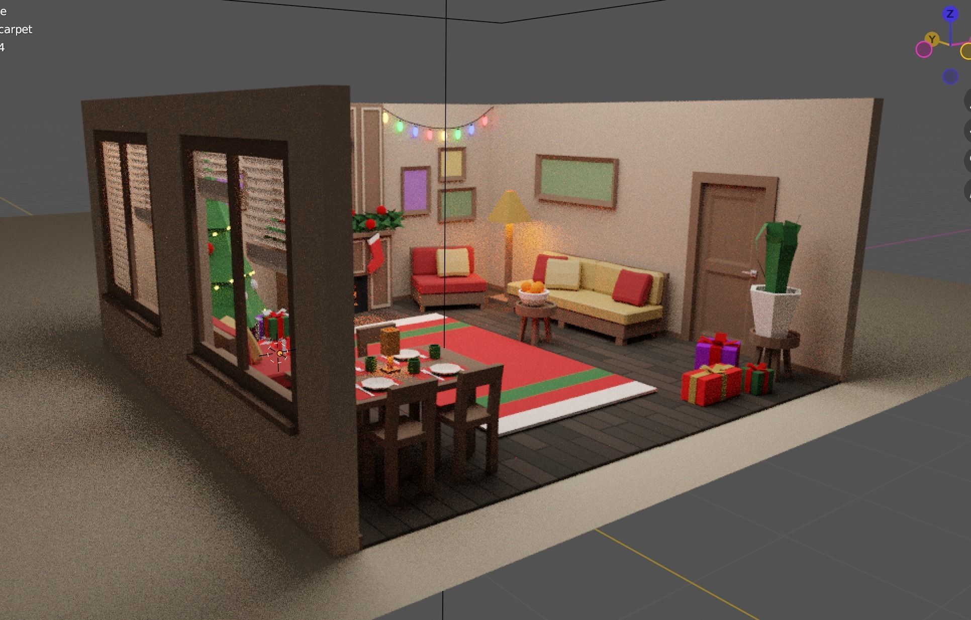 Low Poly Modular Simple Christmas Interior Pack Low-poly 3D model_11