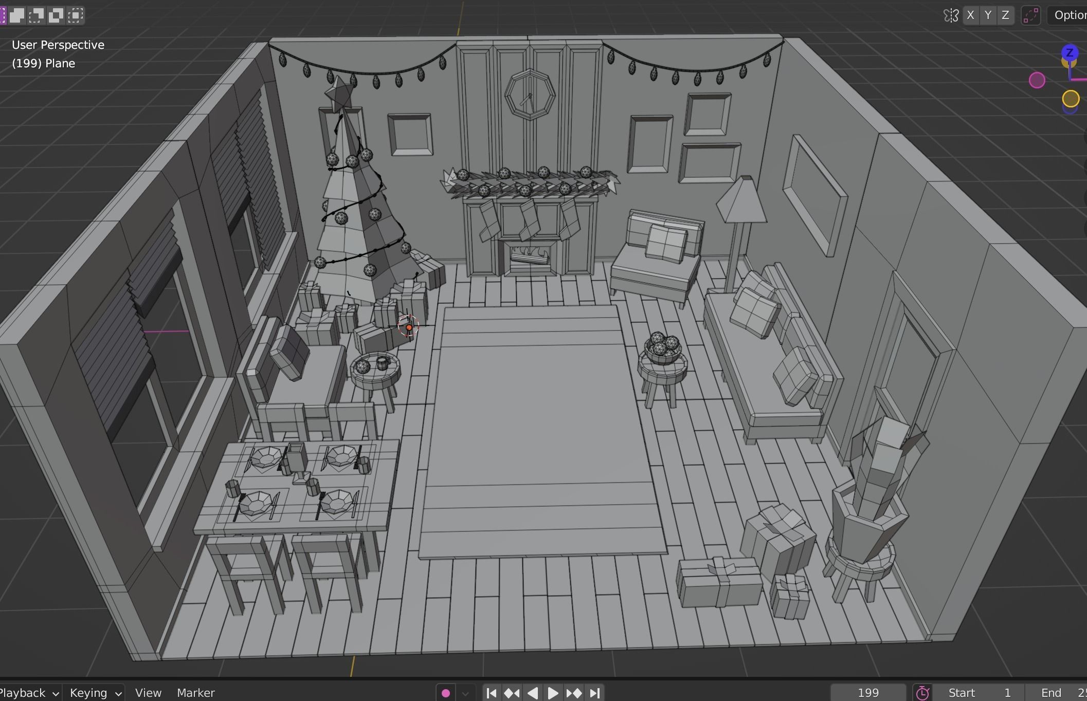 Low Poly Modular Simple Christmas Interior Pack Low-poly 3D model_8