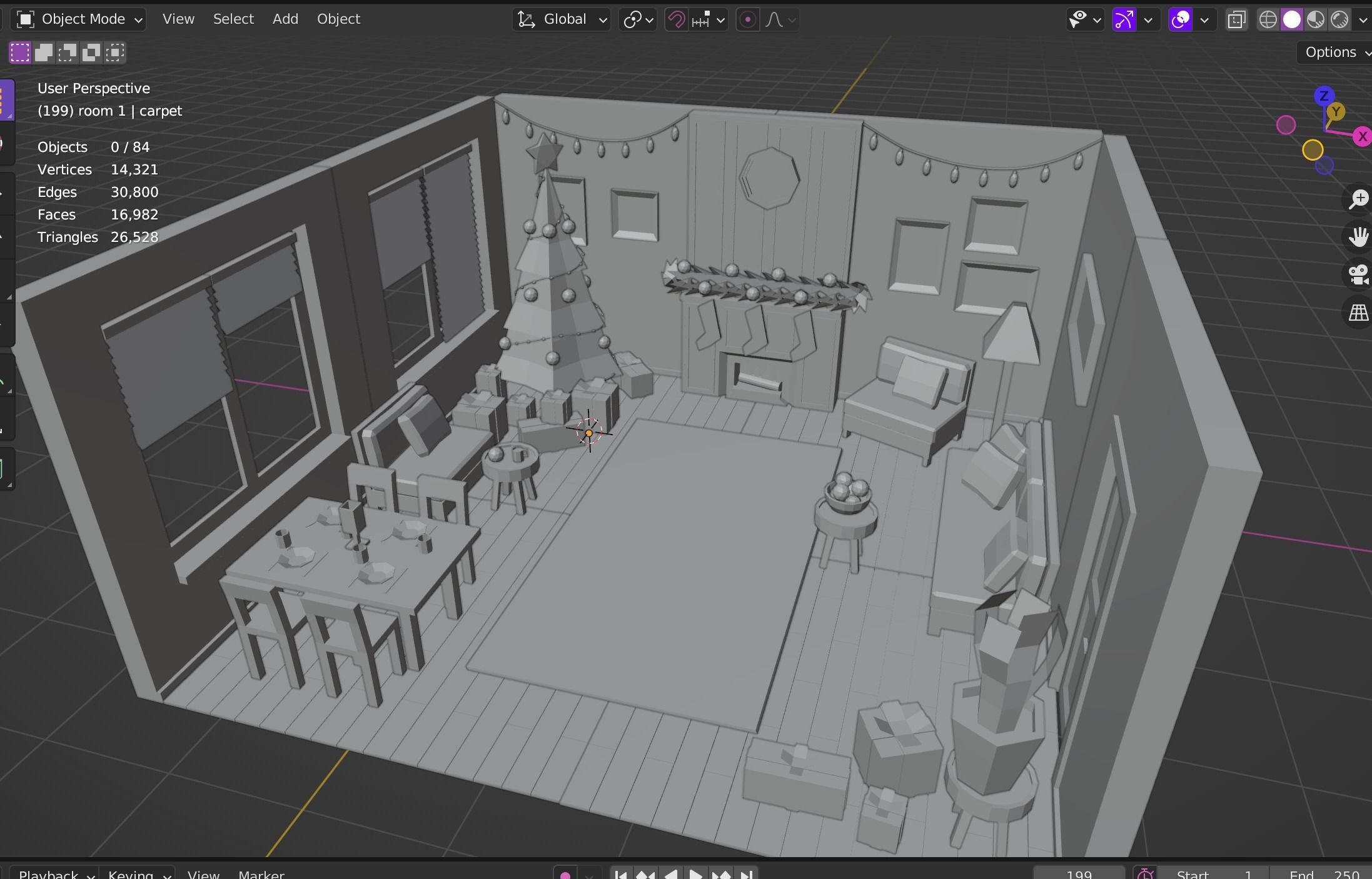 Low Poly Modular Simple Christmas Interior Pack Low-poly 3D model_9