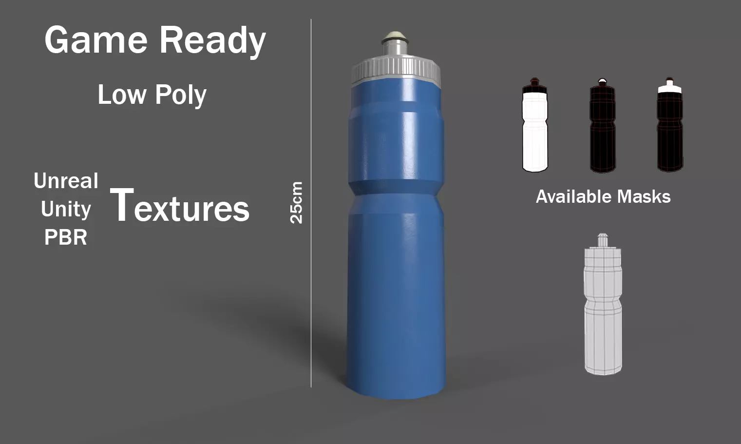 Bottle- Lowpoly bottle with cap Low-poly 3D model_0