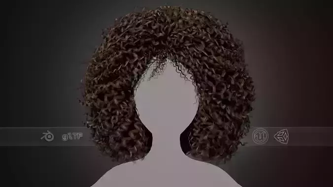 Female Hair Cards Style 9 - Wild Loose Low-poly 3D model