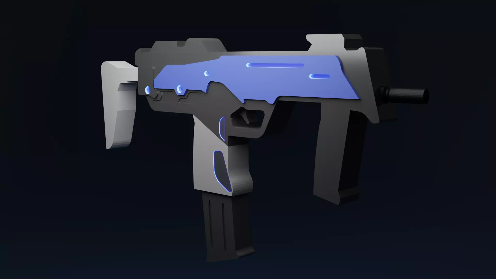 Game Ready Stylised Rigged Sci-Fi SMG Gun Low-poly 3D model_0