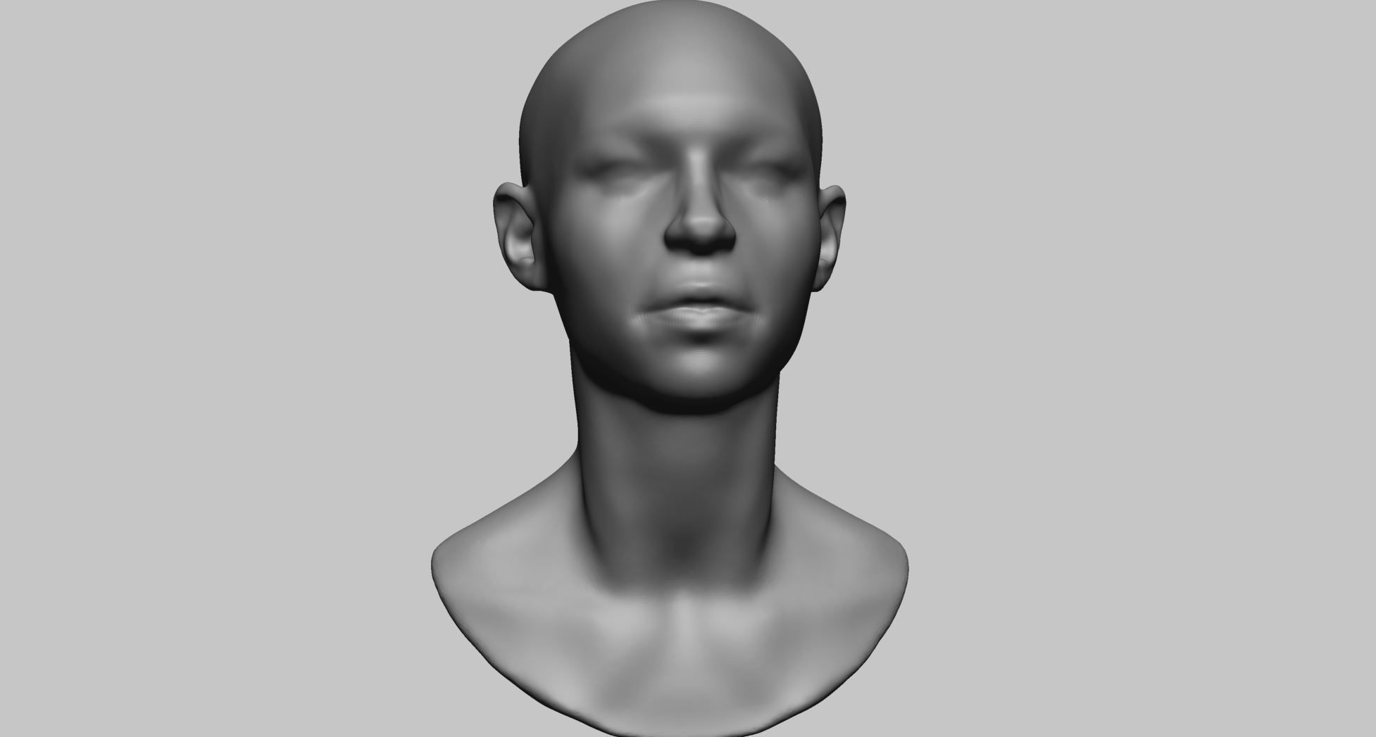 Base Female Head A 3D model_7