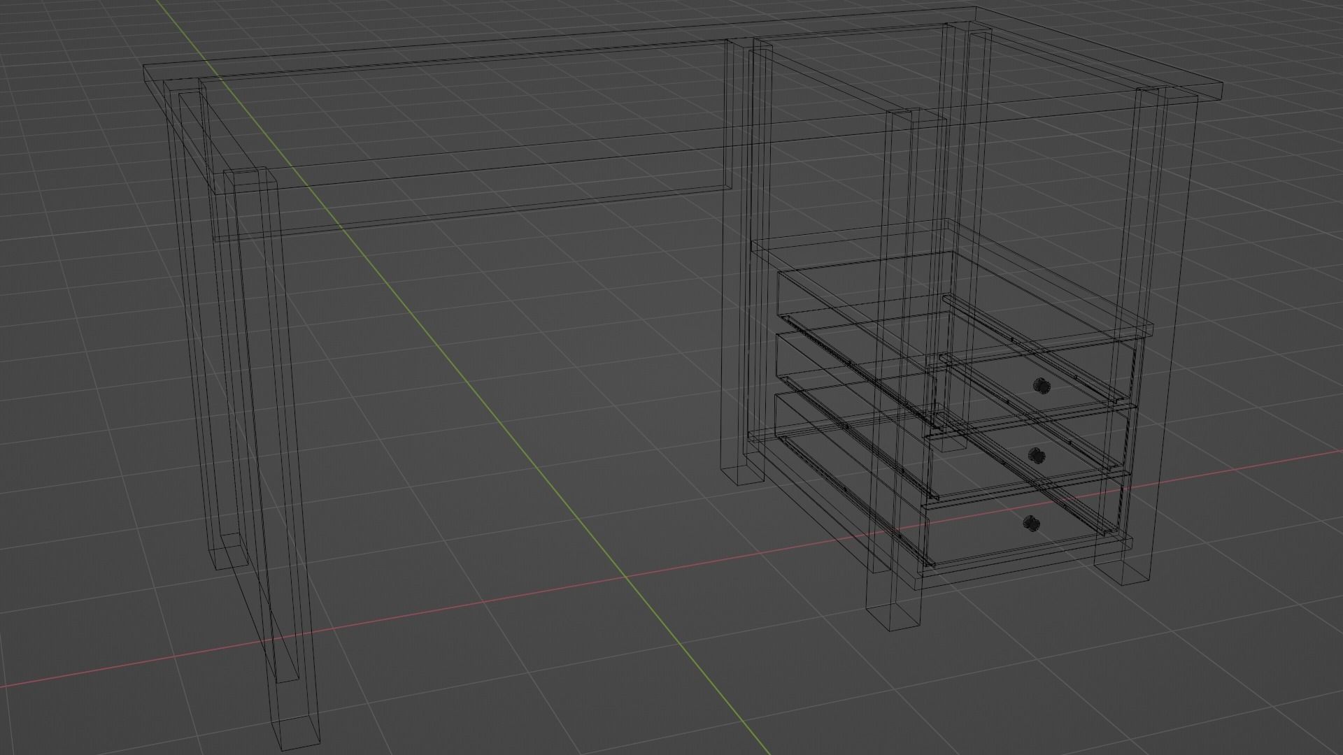 White desk Low-poly 3D model_8