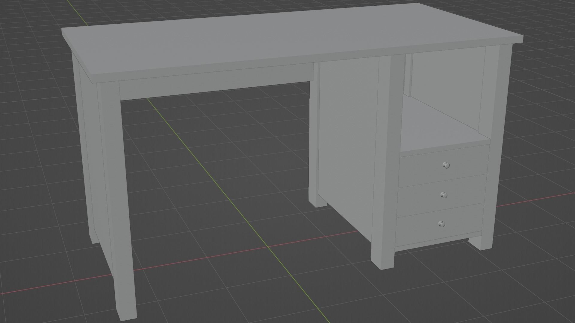 White desk Low-poly 3D model_9