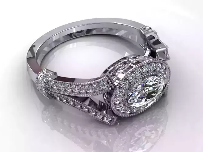 Anciant Bead Diamond Pav Ring 3D print model
