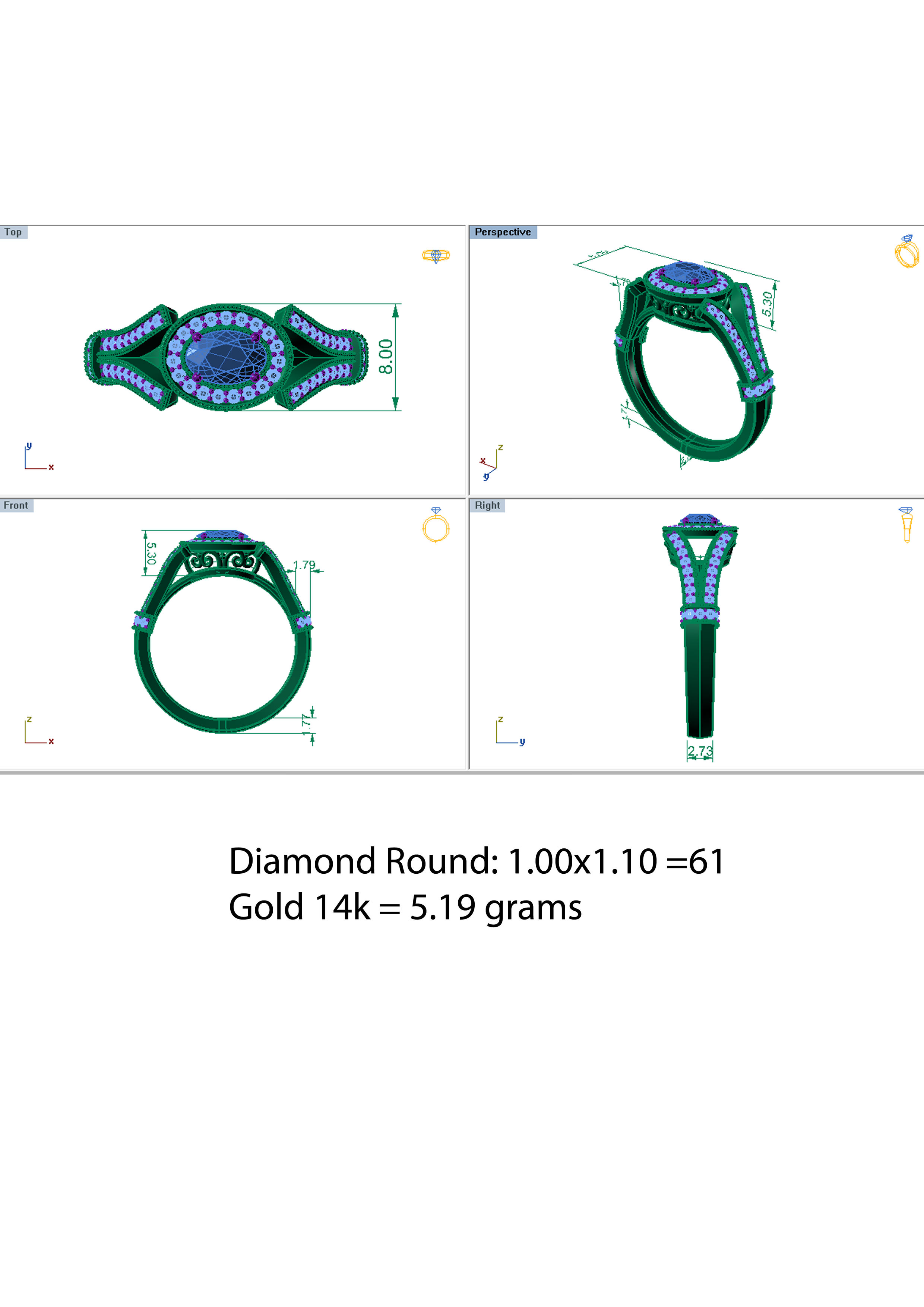 Anciant Bead Diamond Pav Ring 3D print model_4